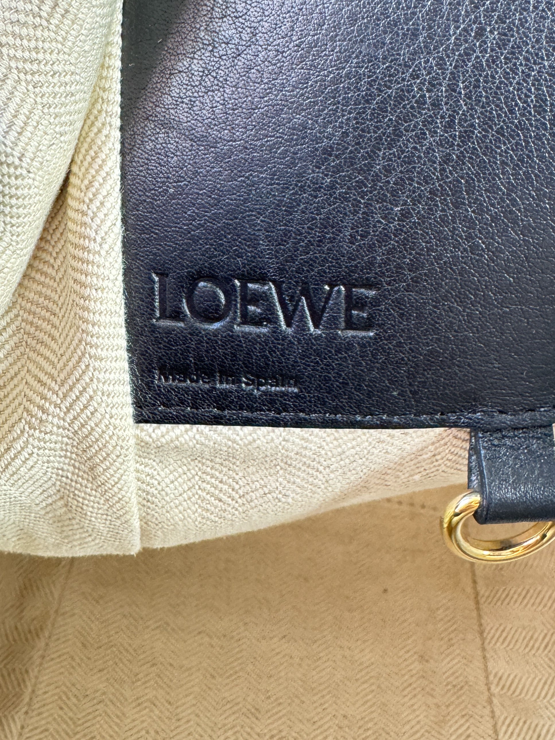 Loewe tri color navy, black, brown leather small Hammock bag 262023