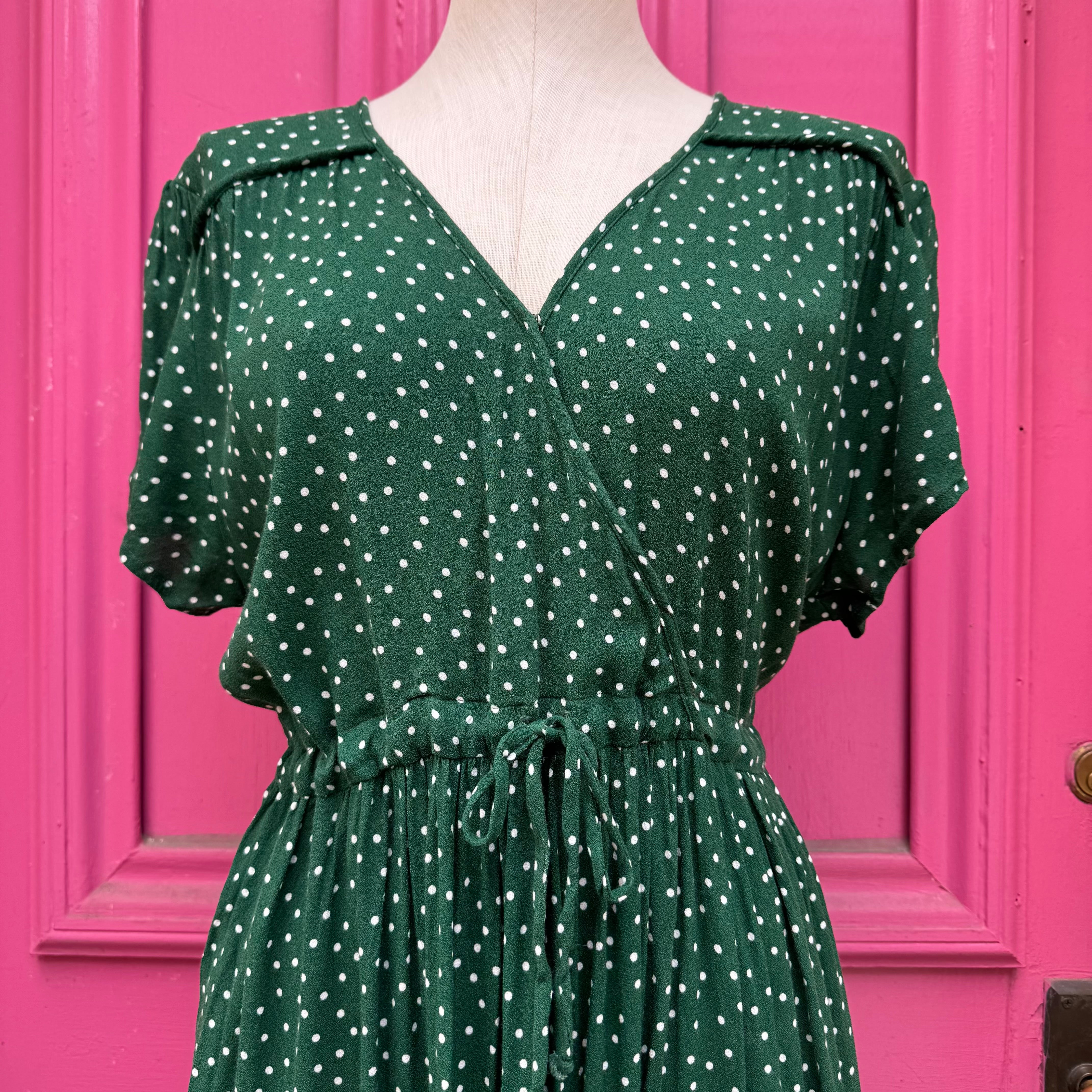 Christy Dawn green polka dot tank dress size XL petite