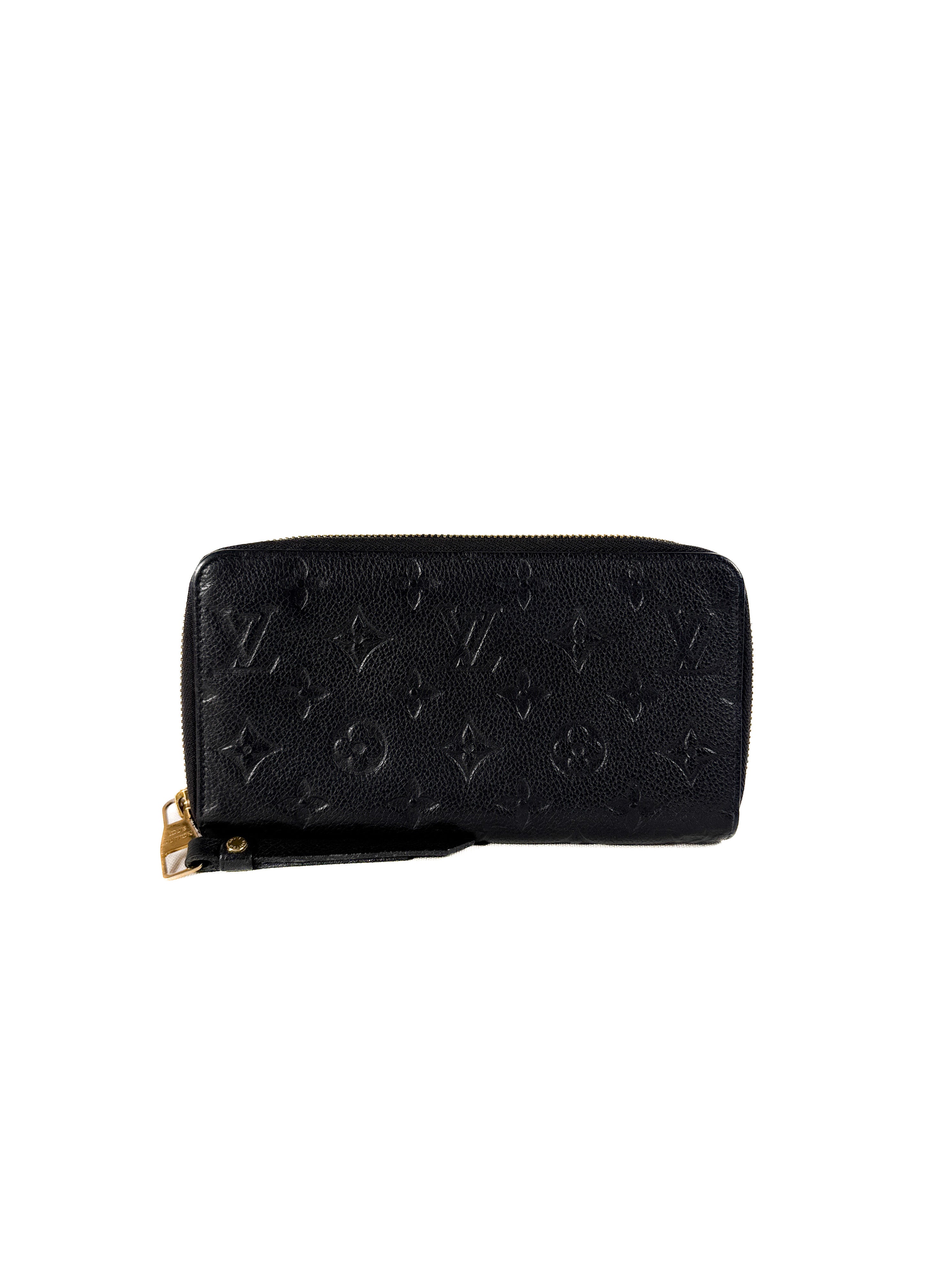 Louis Vuitton black empreinte leather zippy wallet TS1162
