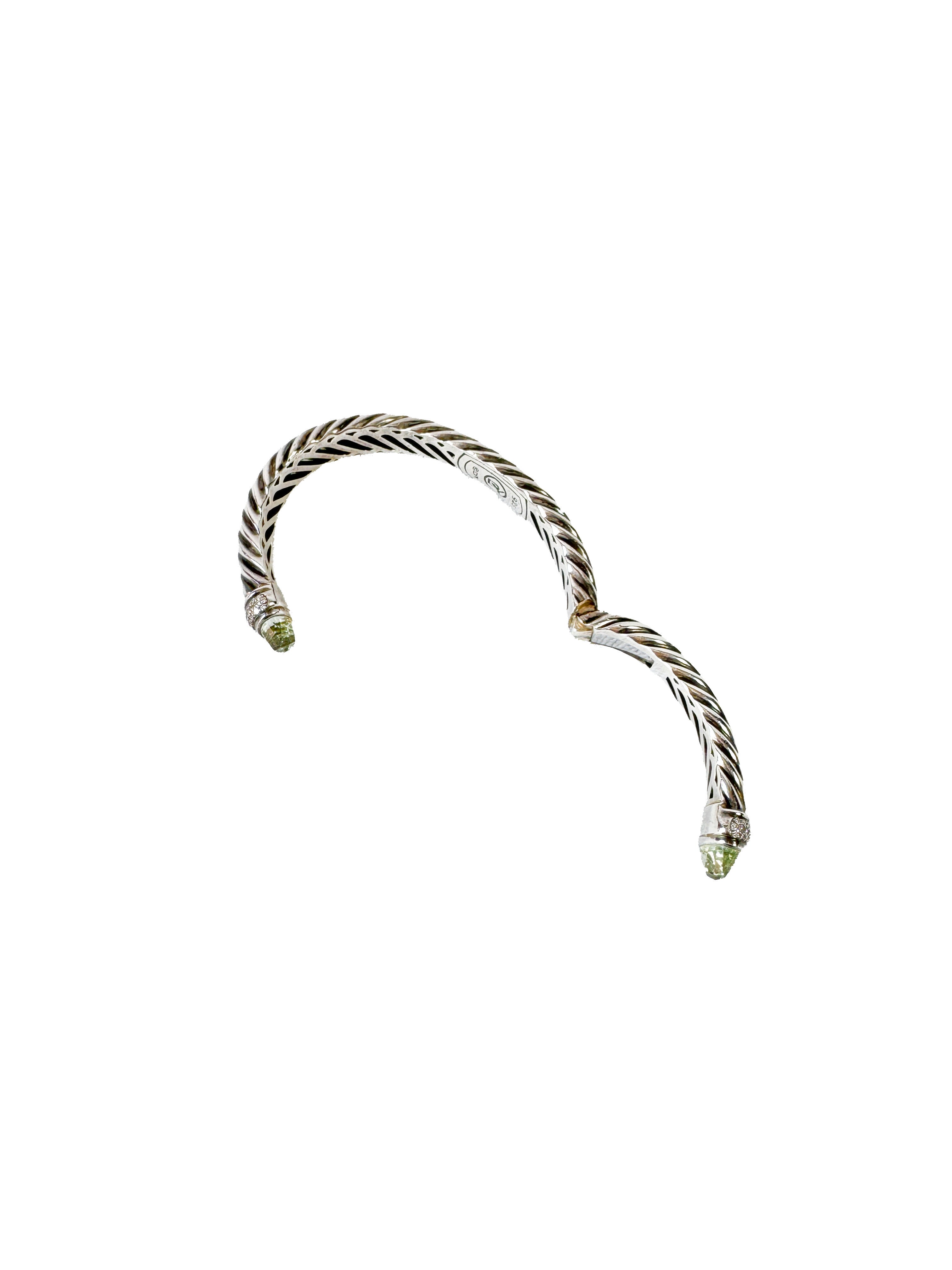 David Yurman waverly cable prasiolite & diamond cuff