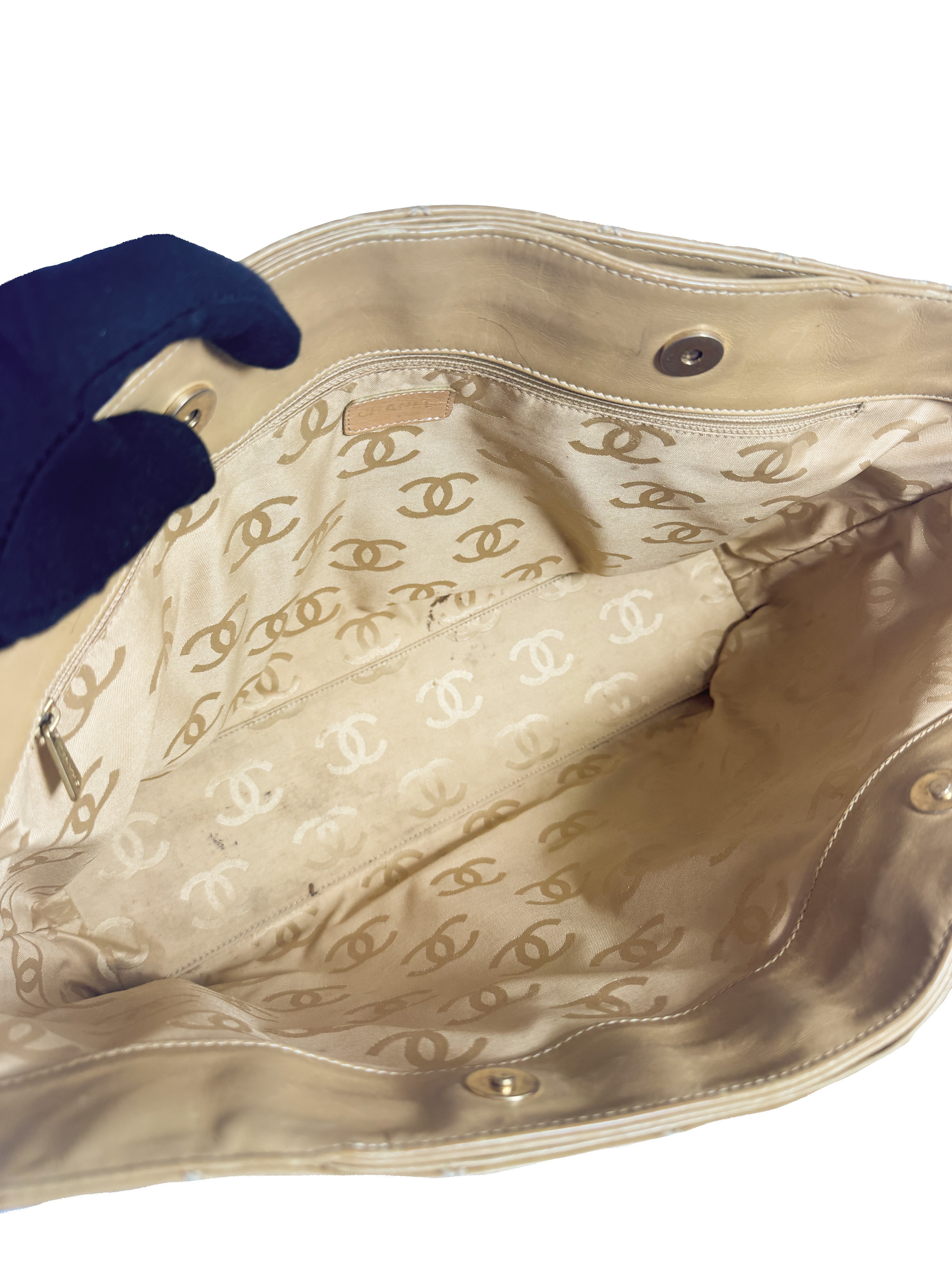 Chanel brown leather wild stitch Surpique Tote Beige 7531480