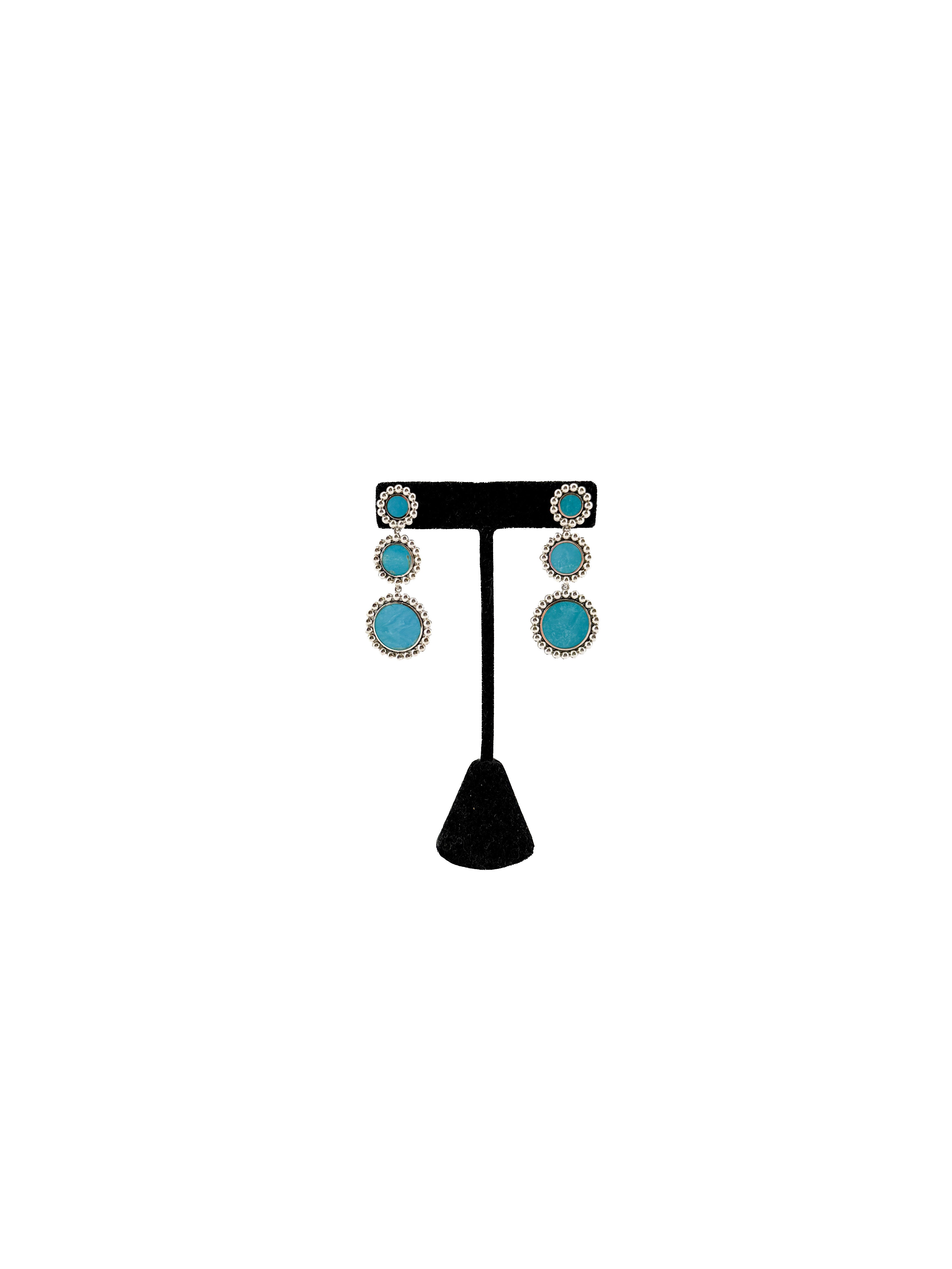 Lagos three ceramic circle drop earrings