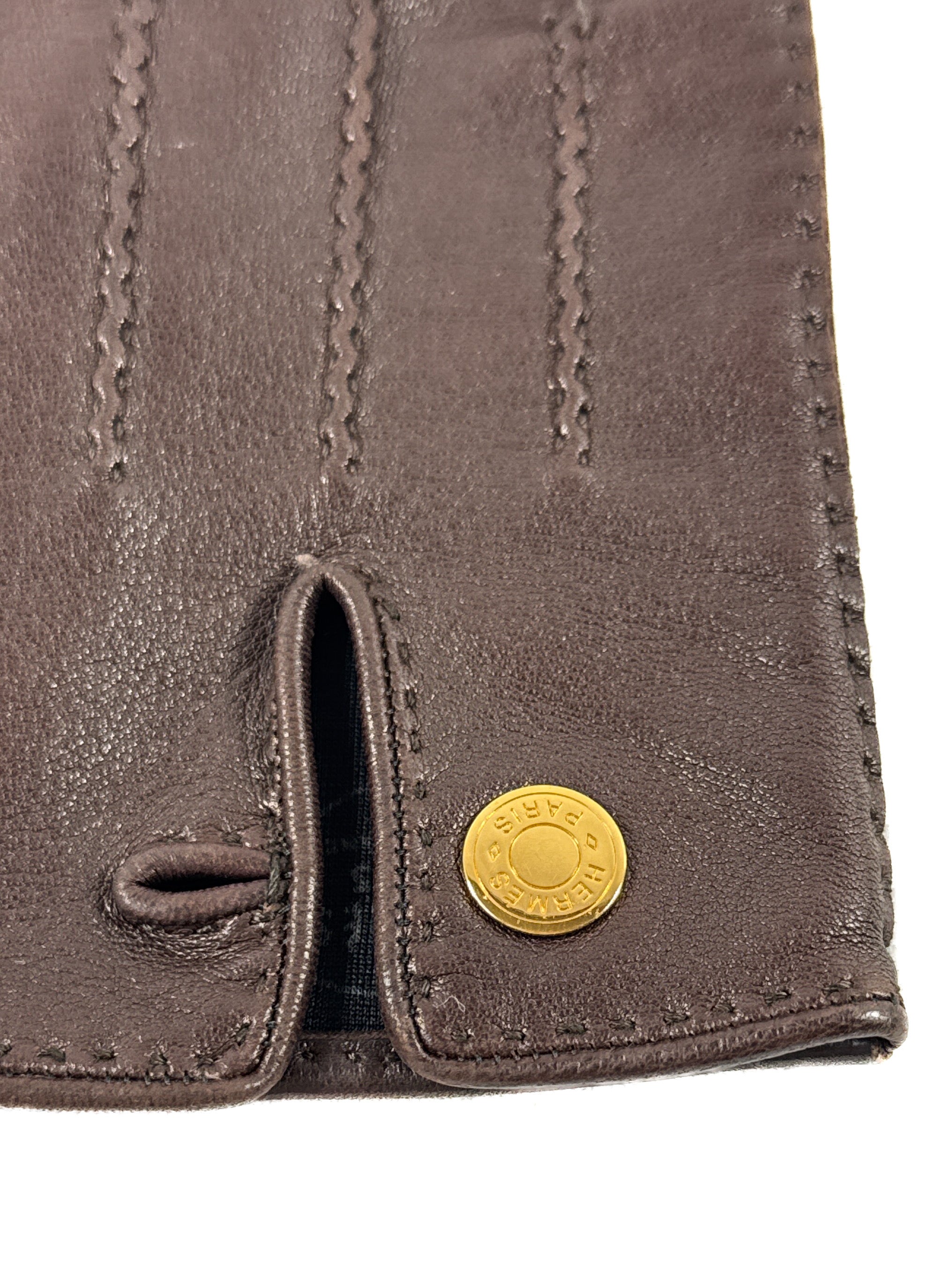 Hermès brown leather vintage Serie gloves size 7.5