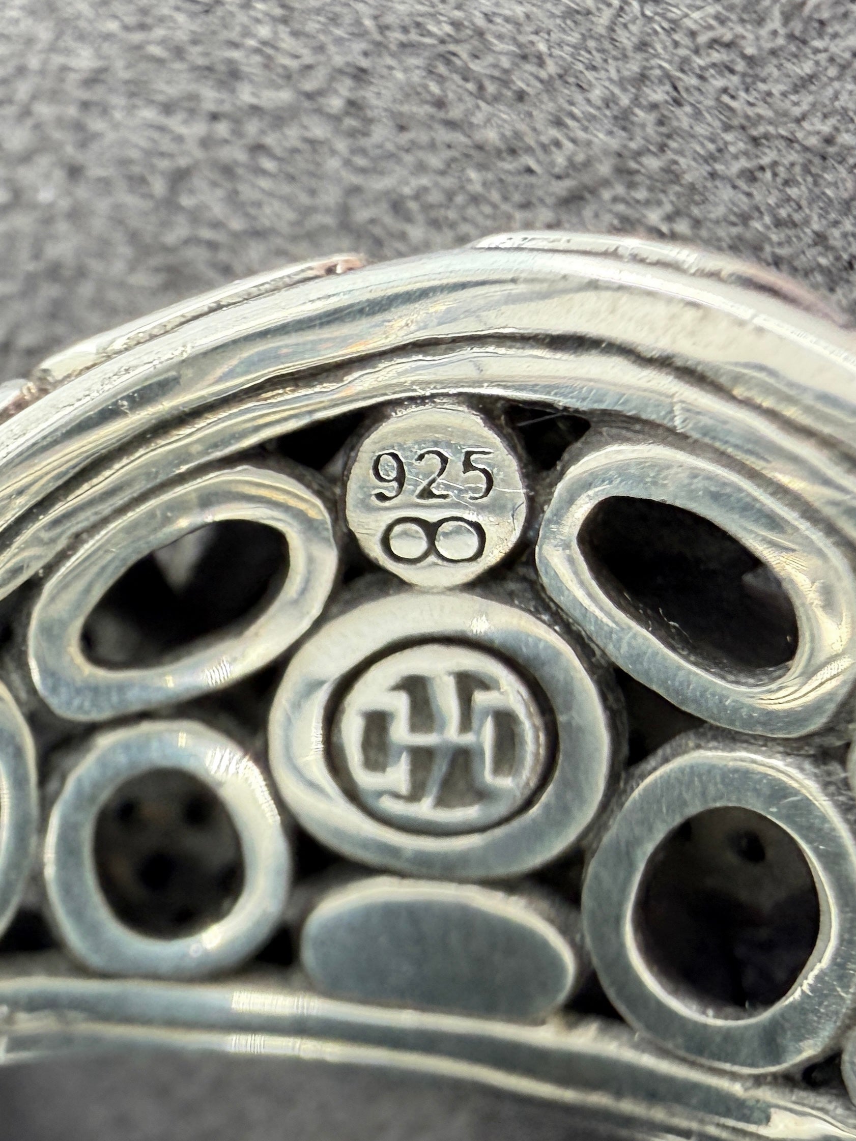 John Hardy sterling silver, black chalcedony, black sapphire Pebble ring