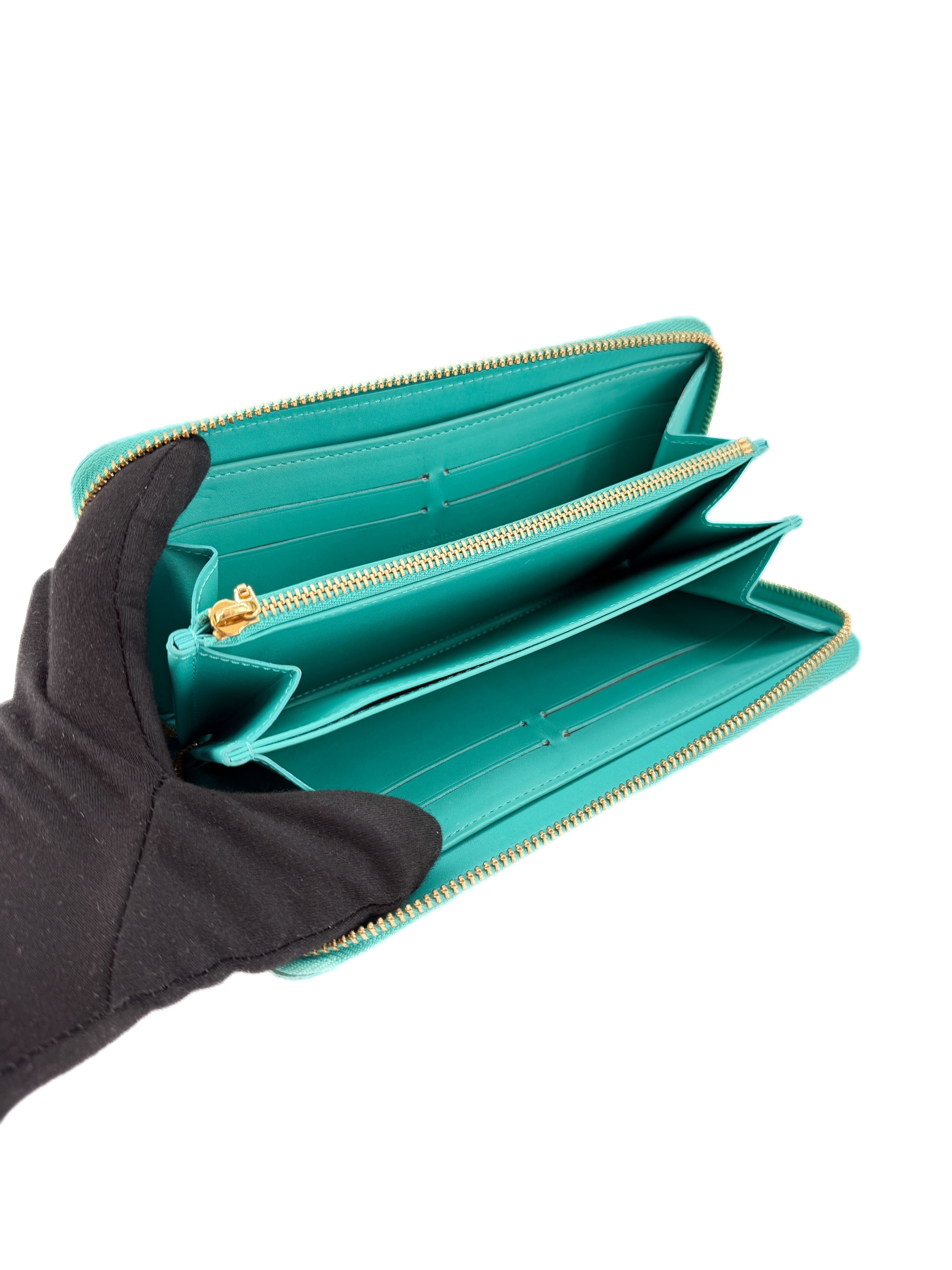 Louis Vuitton monogram vernis turquoise zippy wallet CA1122 *as is*