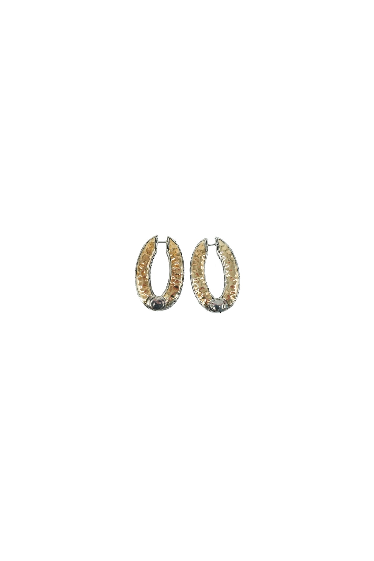 John Hardy sterling silver, gold hammered reversible hoop earrings