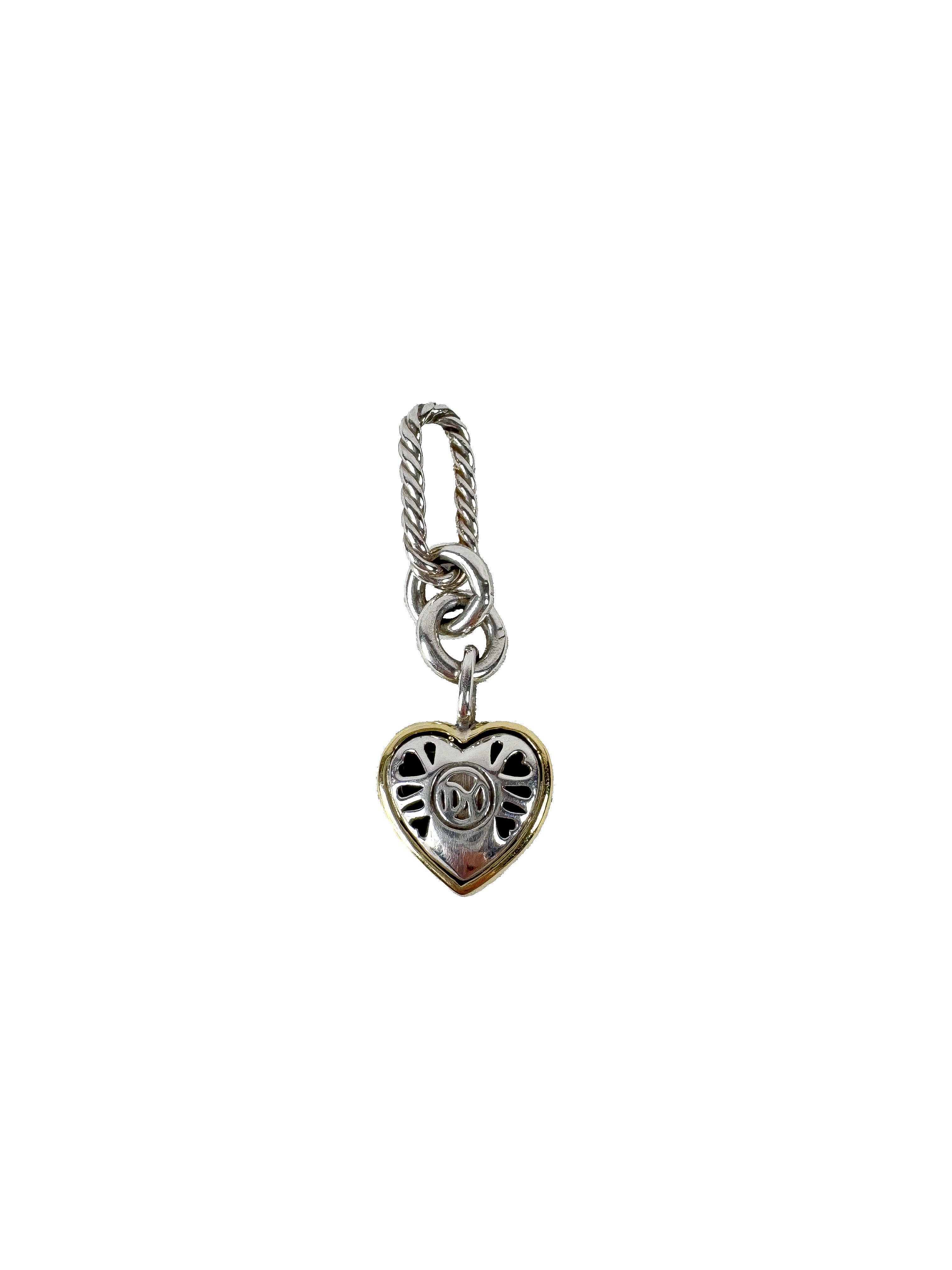 David Yurman sterling silver 14K gold figaro heart charm (no engravings)