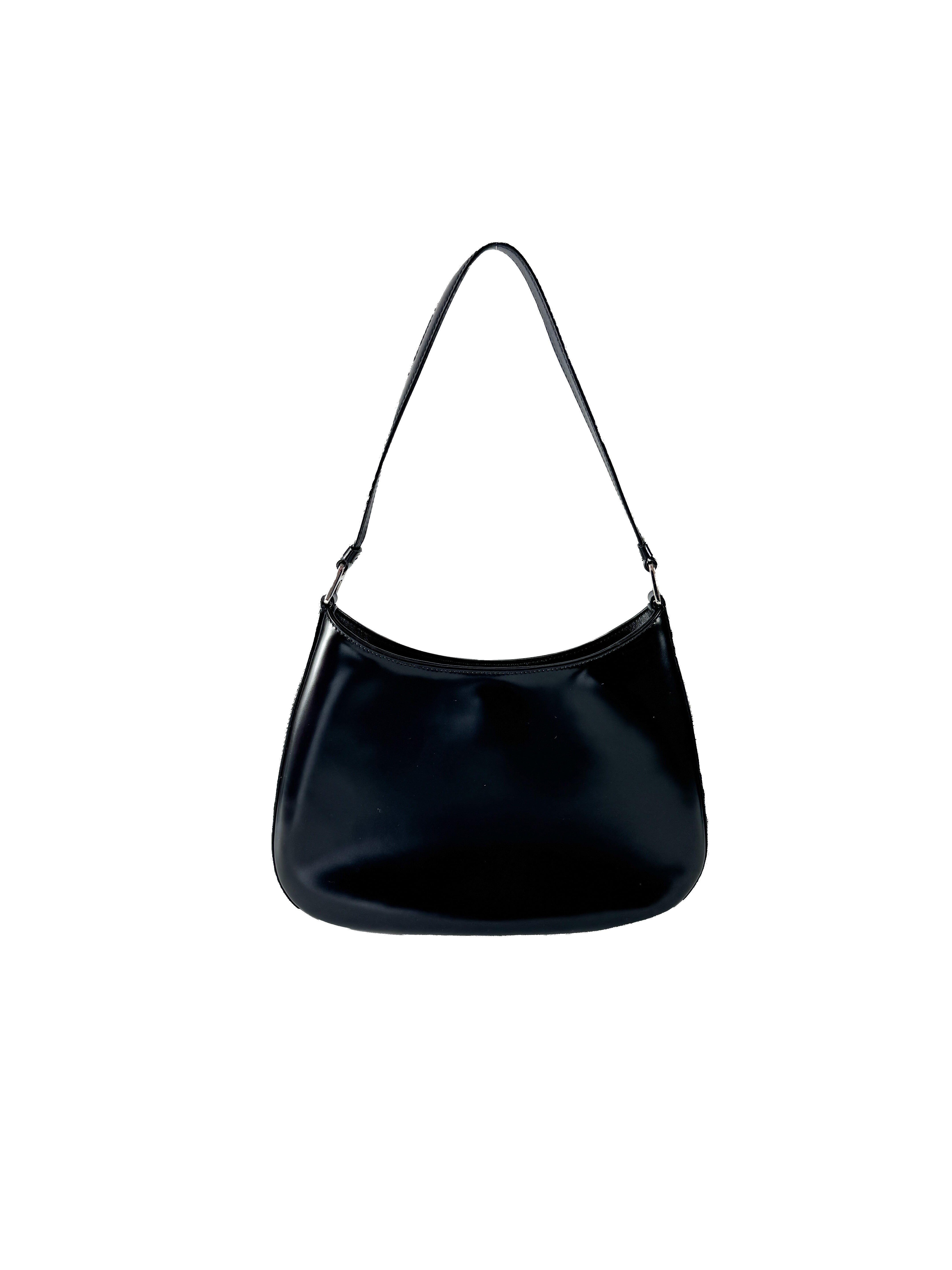Prada black Cleo Shoulder Bag Brushed Leather