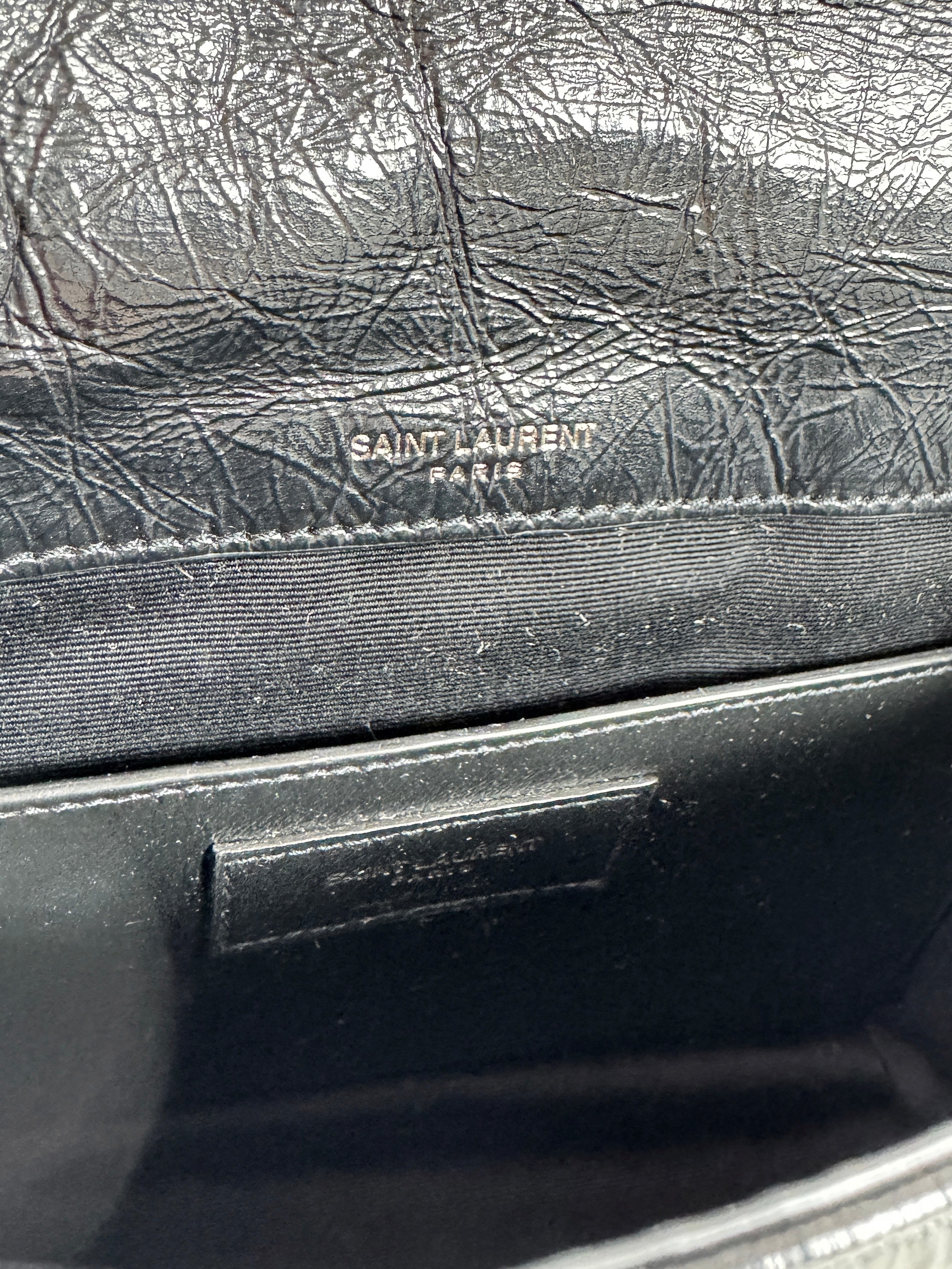 Saint Laurent black crinkled leather Niki MAL633160-0722