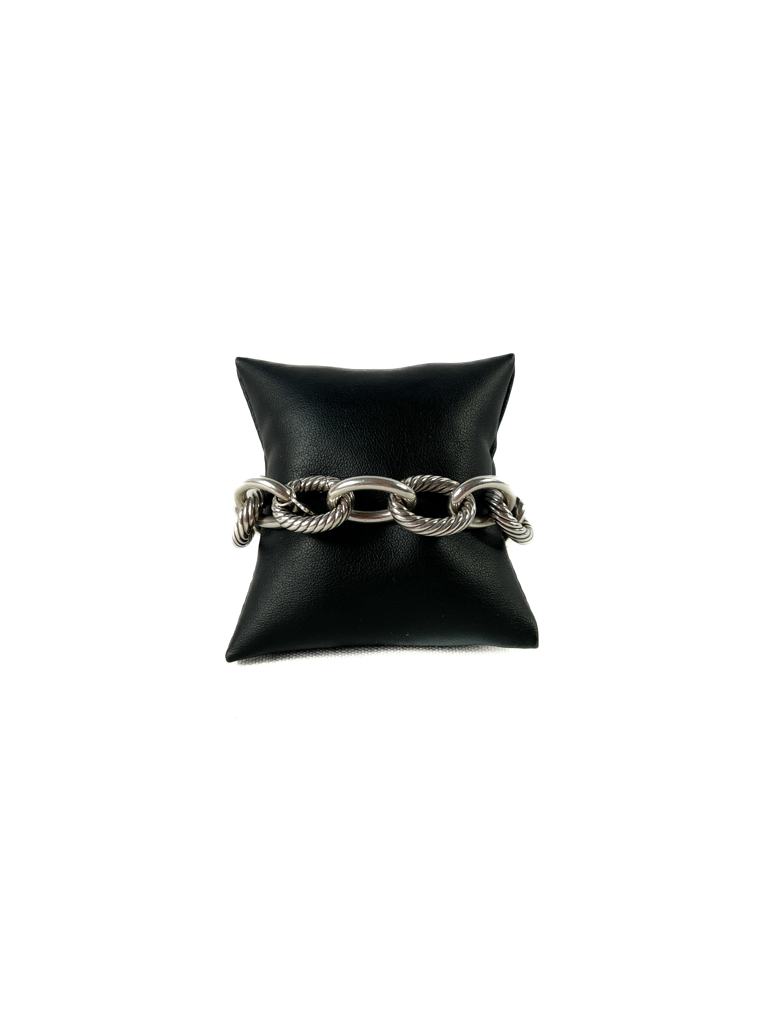 David Yurman sterling silver & gold oval link xl 17mm bracelet