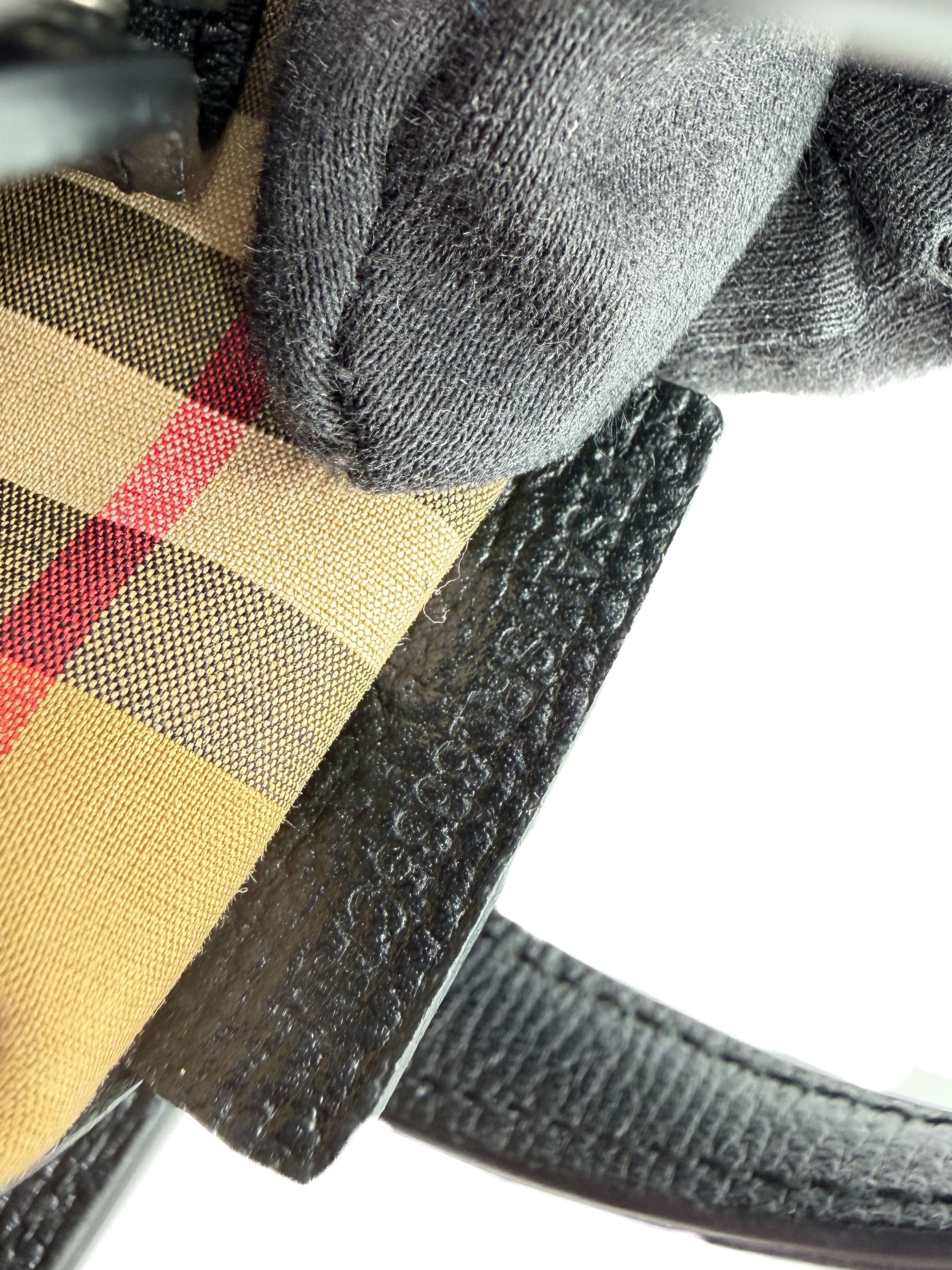 Burberry black house check grainy calfskin Banner bag