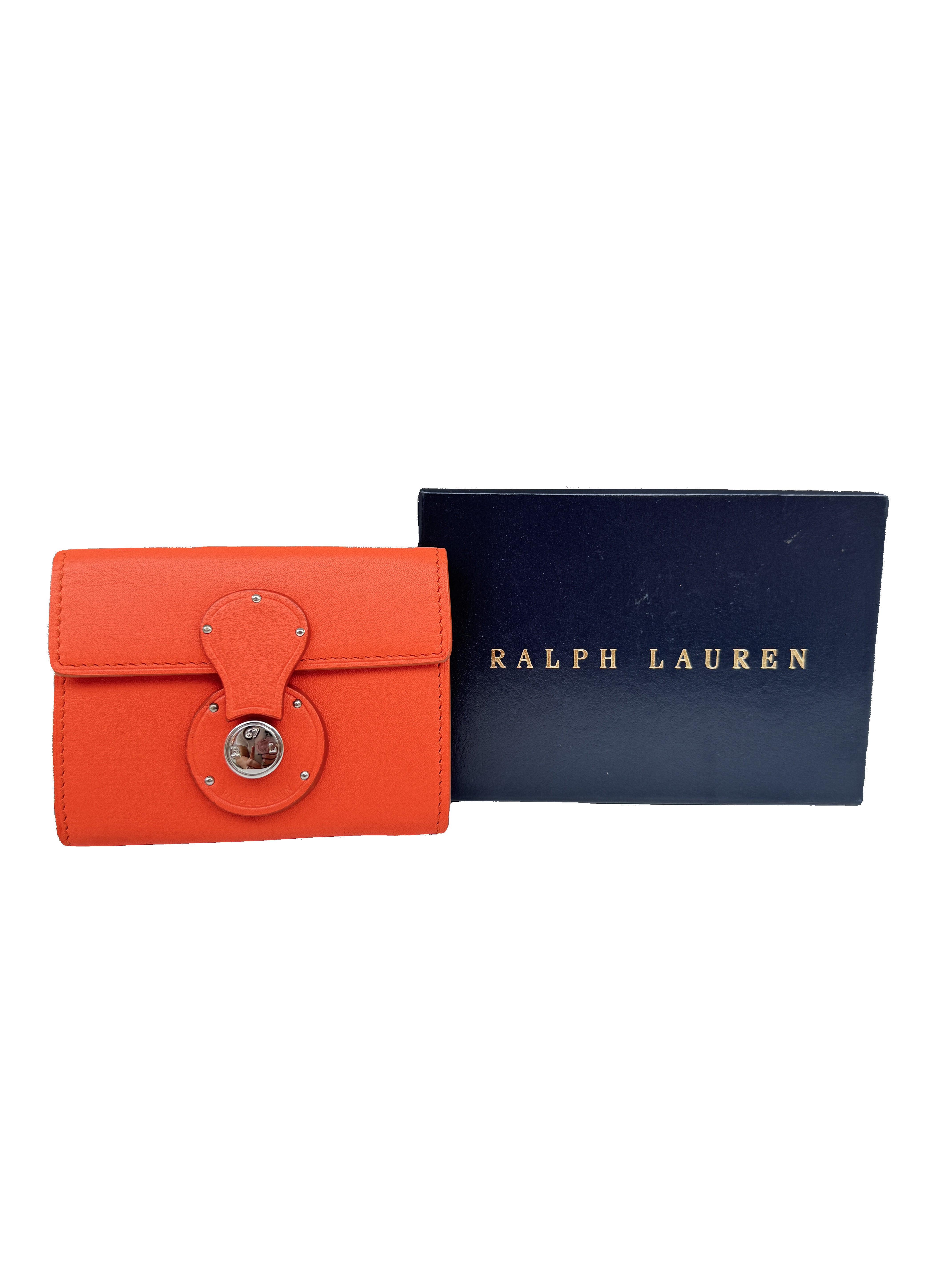 Ralph Lauren orange/green leather Ricky card holder