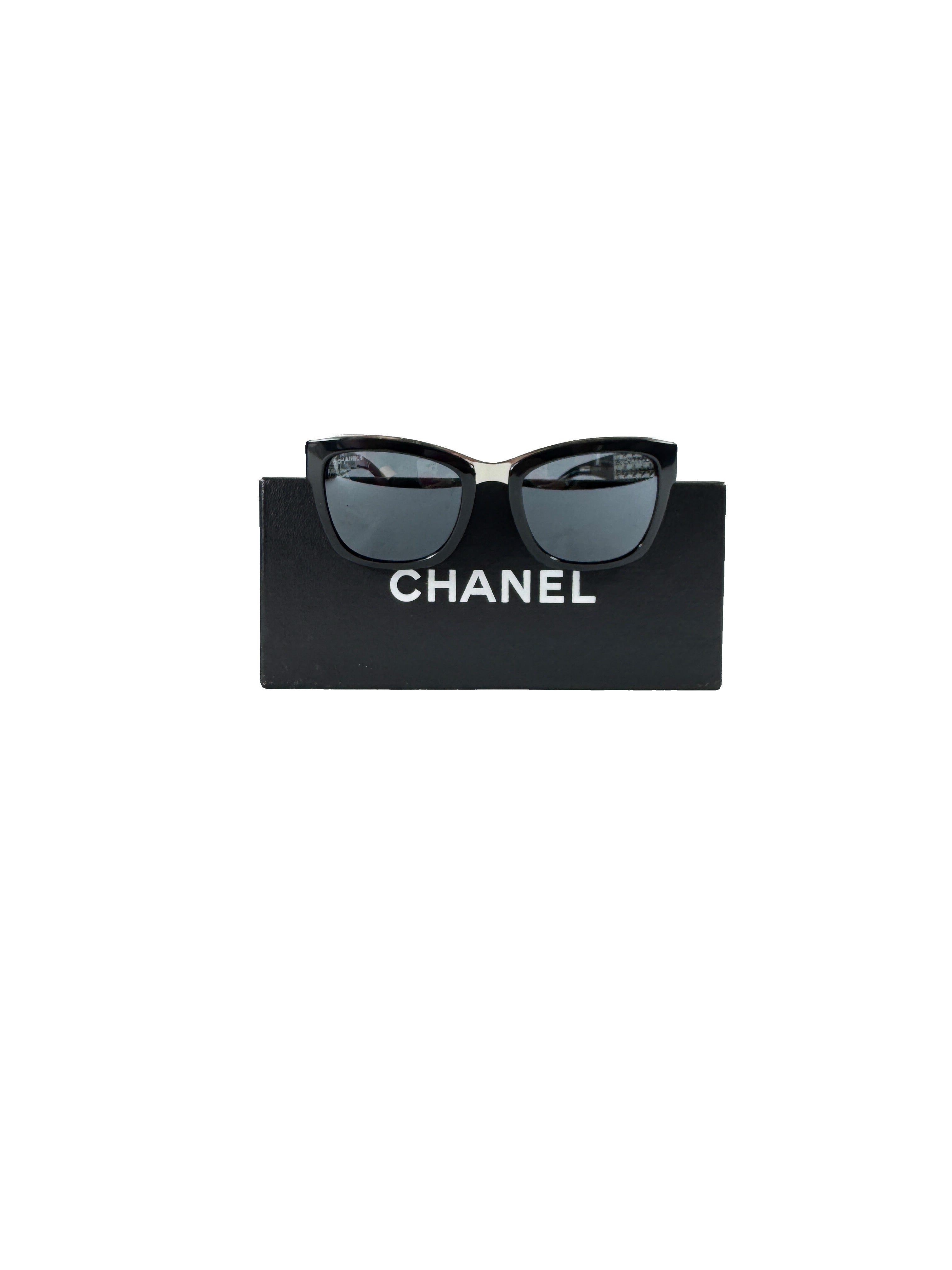 Chanel acetate lambskin chain sunglasses black 70890