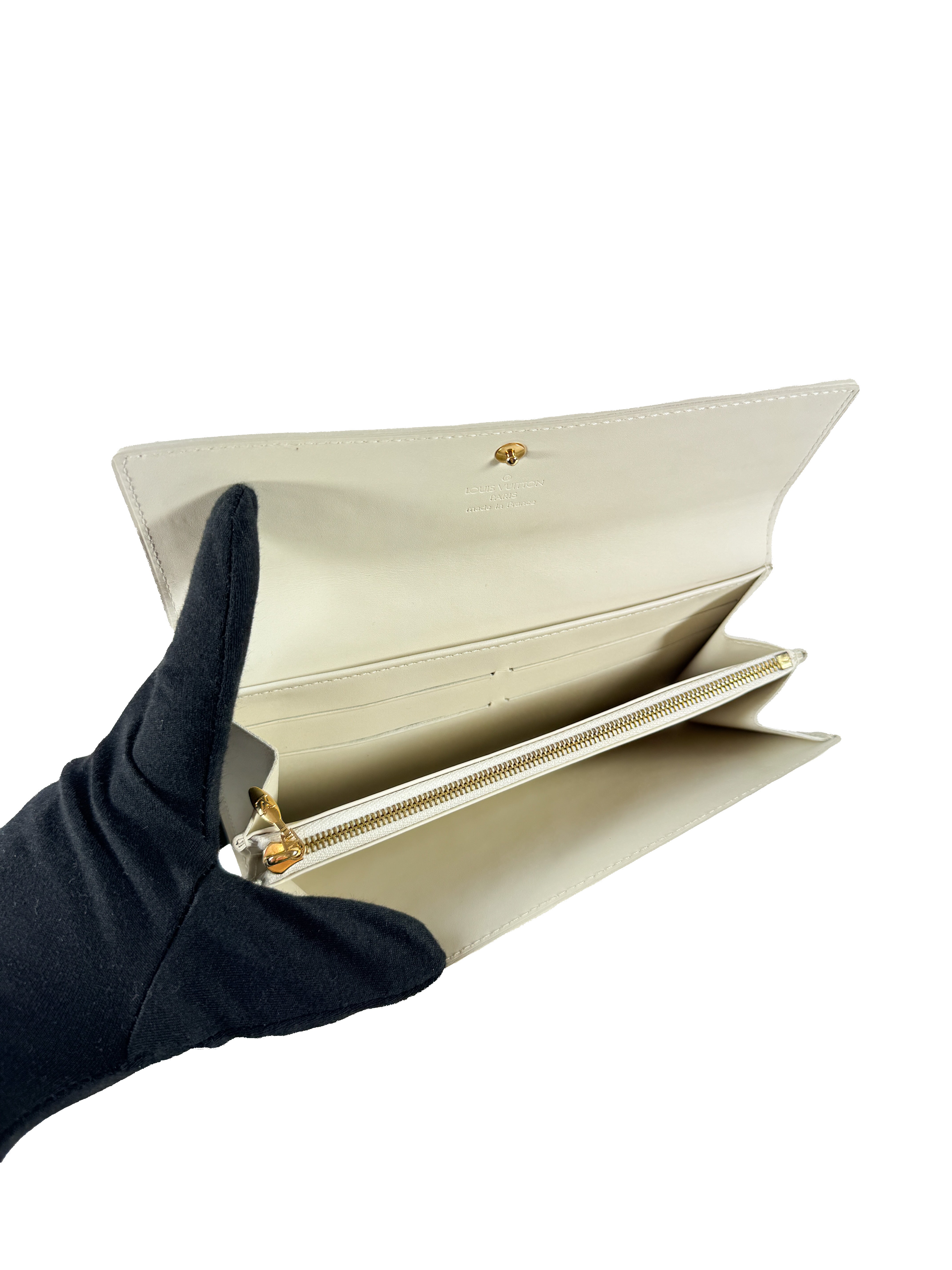 Louis Vuitton monogram Vernis cream Sarah wallet TH0055