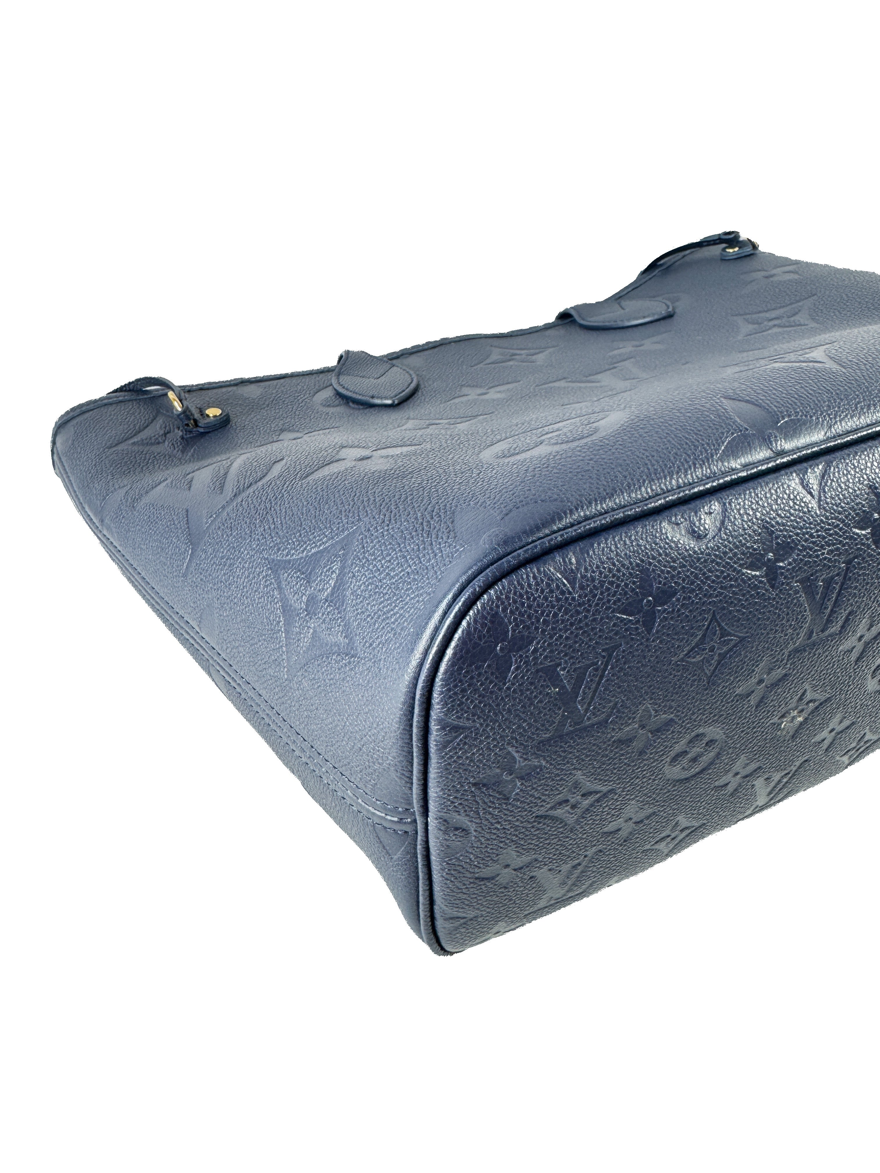 Louis Vuitton navy giant monogram empreinte Neverfull MM (NFC)