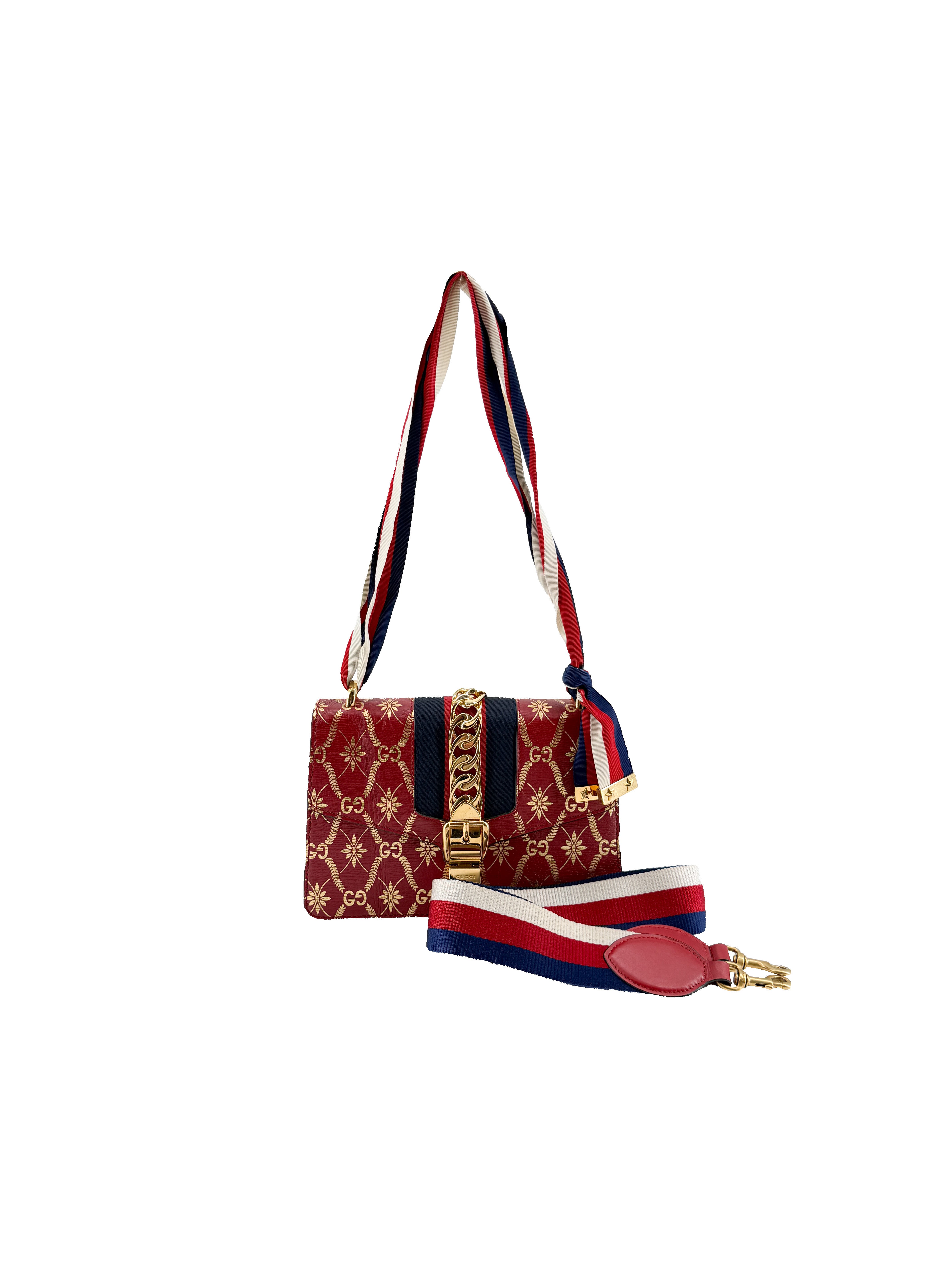 Gucci red small print Sylvie shoulder bag 524405 493075
