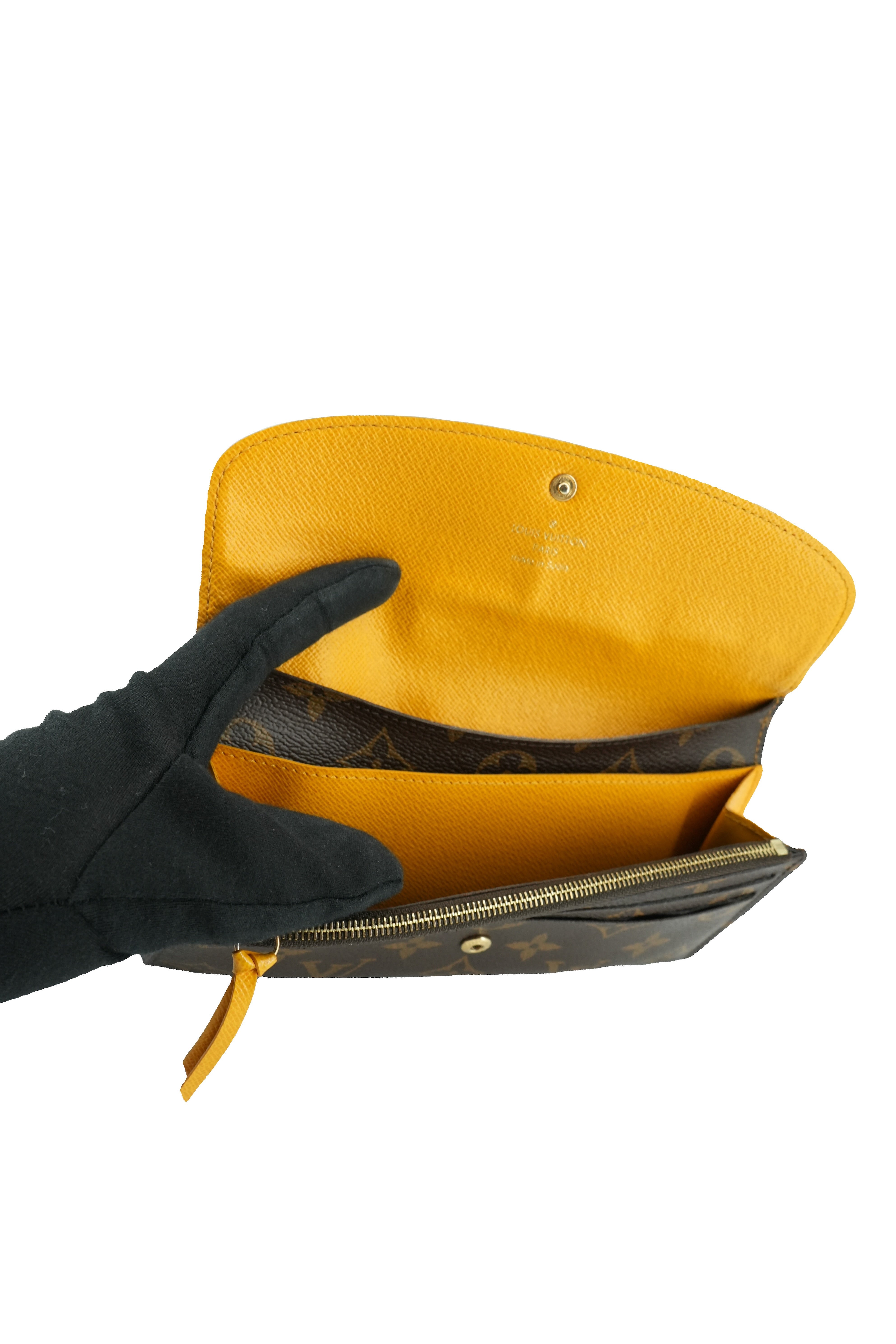 Louis Vuitton brown, yellow Emilie wallet CA4174