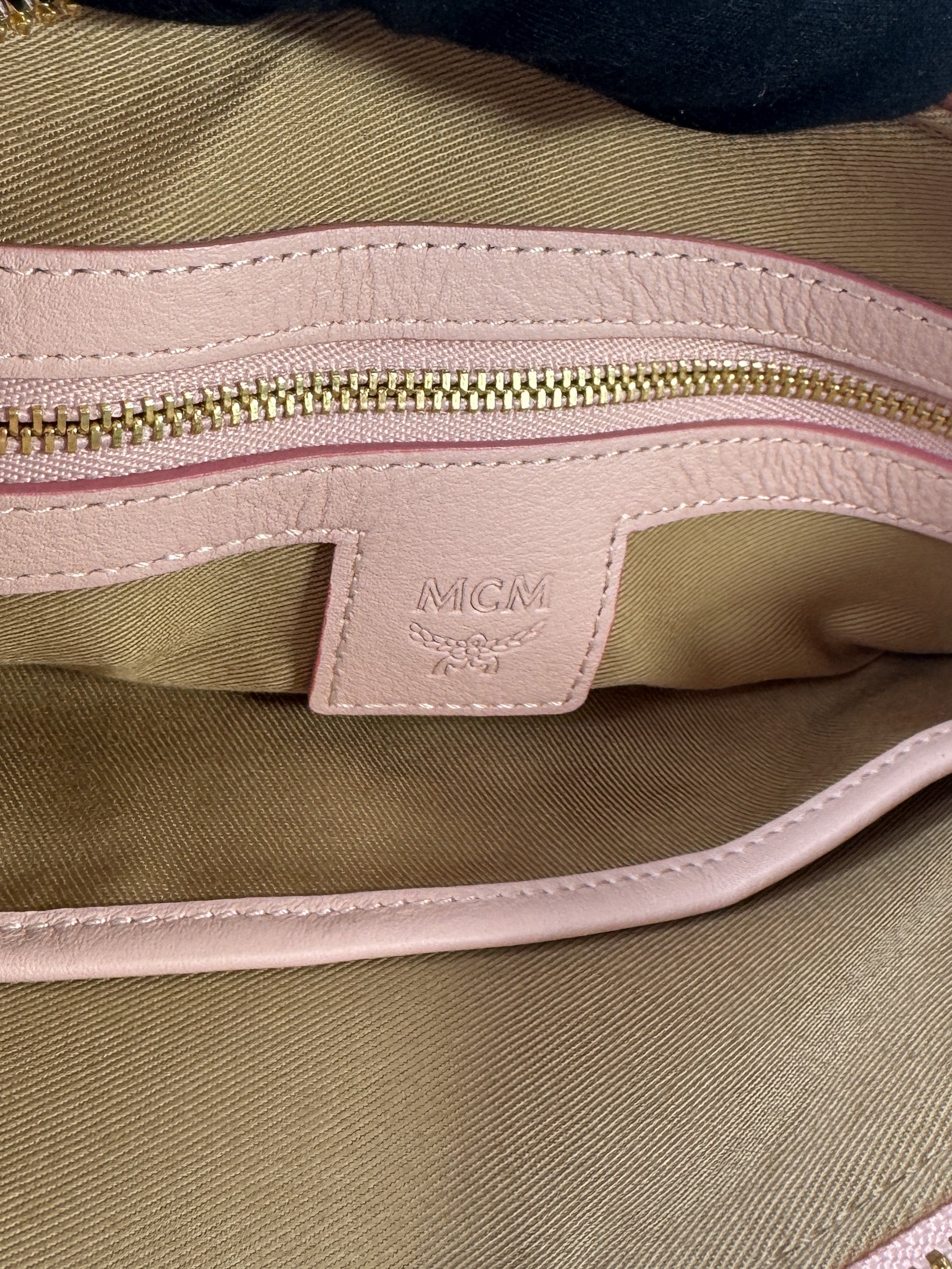 MCM pink medium logo crossbody pouch bag retail $490