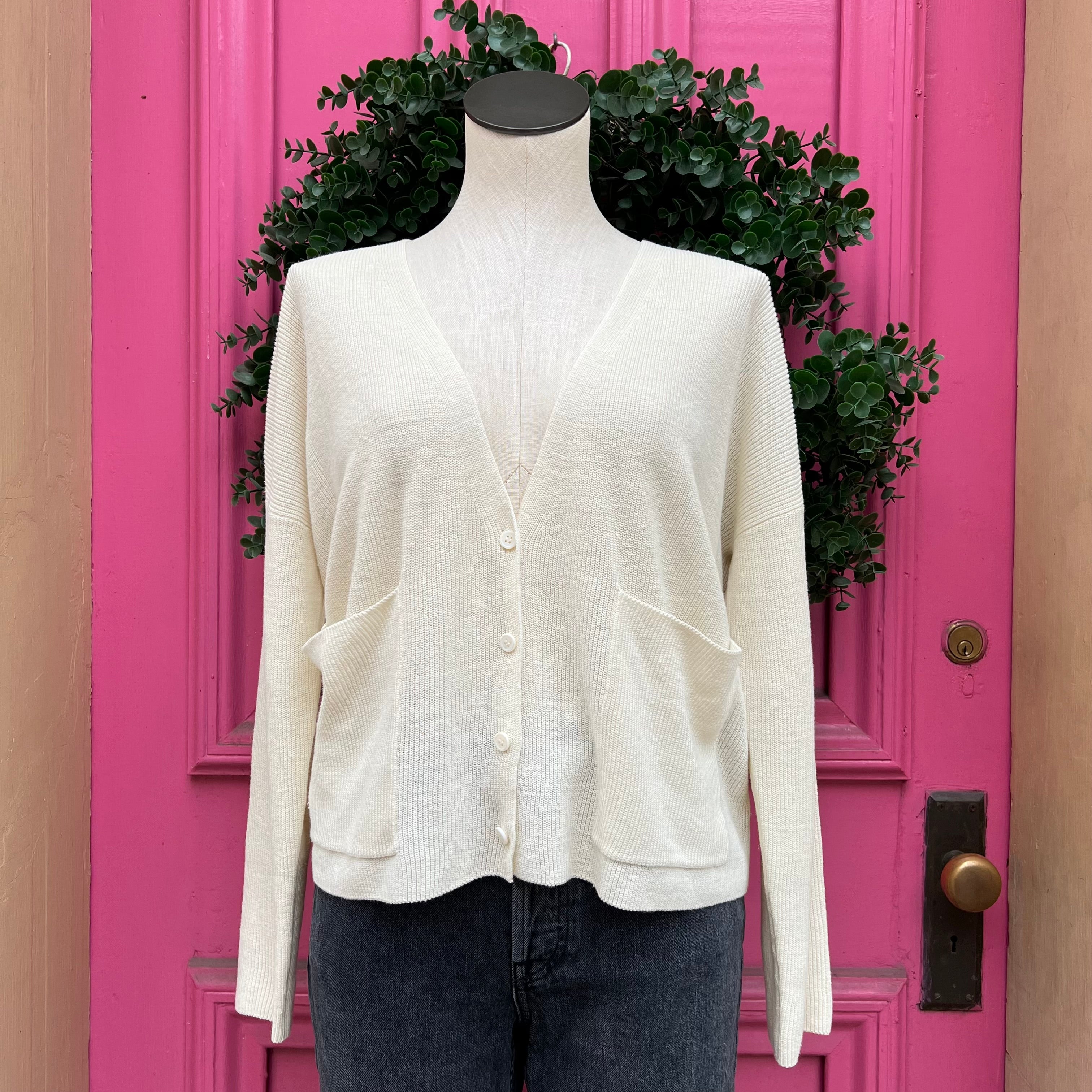 Eileen Fisher cream lightweight cardigan size S