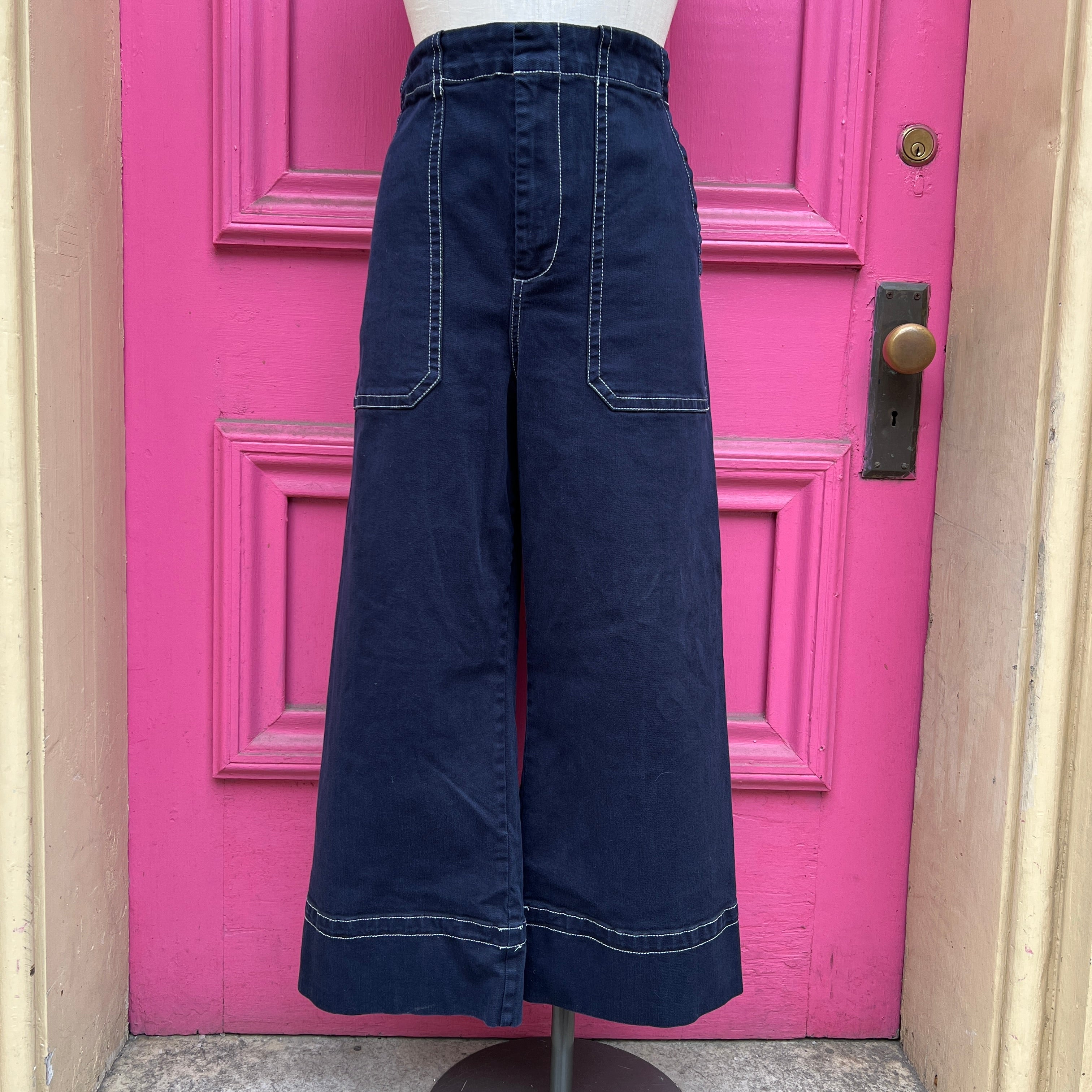 Anthropologie navy wide leg pants size 14