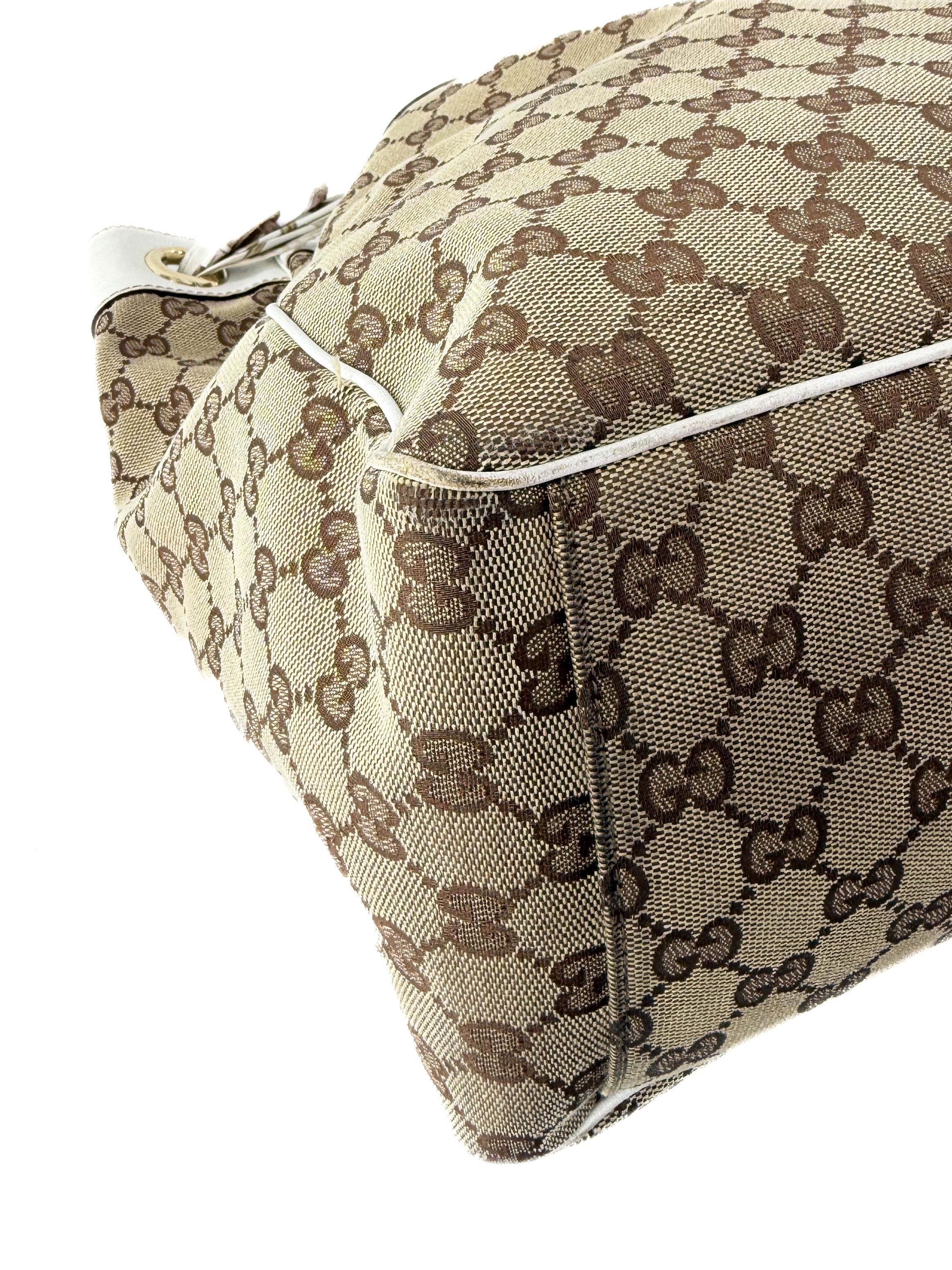 Gucci brown, white Positano scarf tote 153033 467891