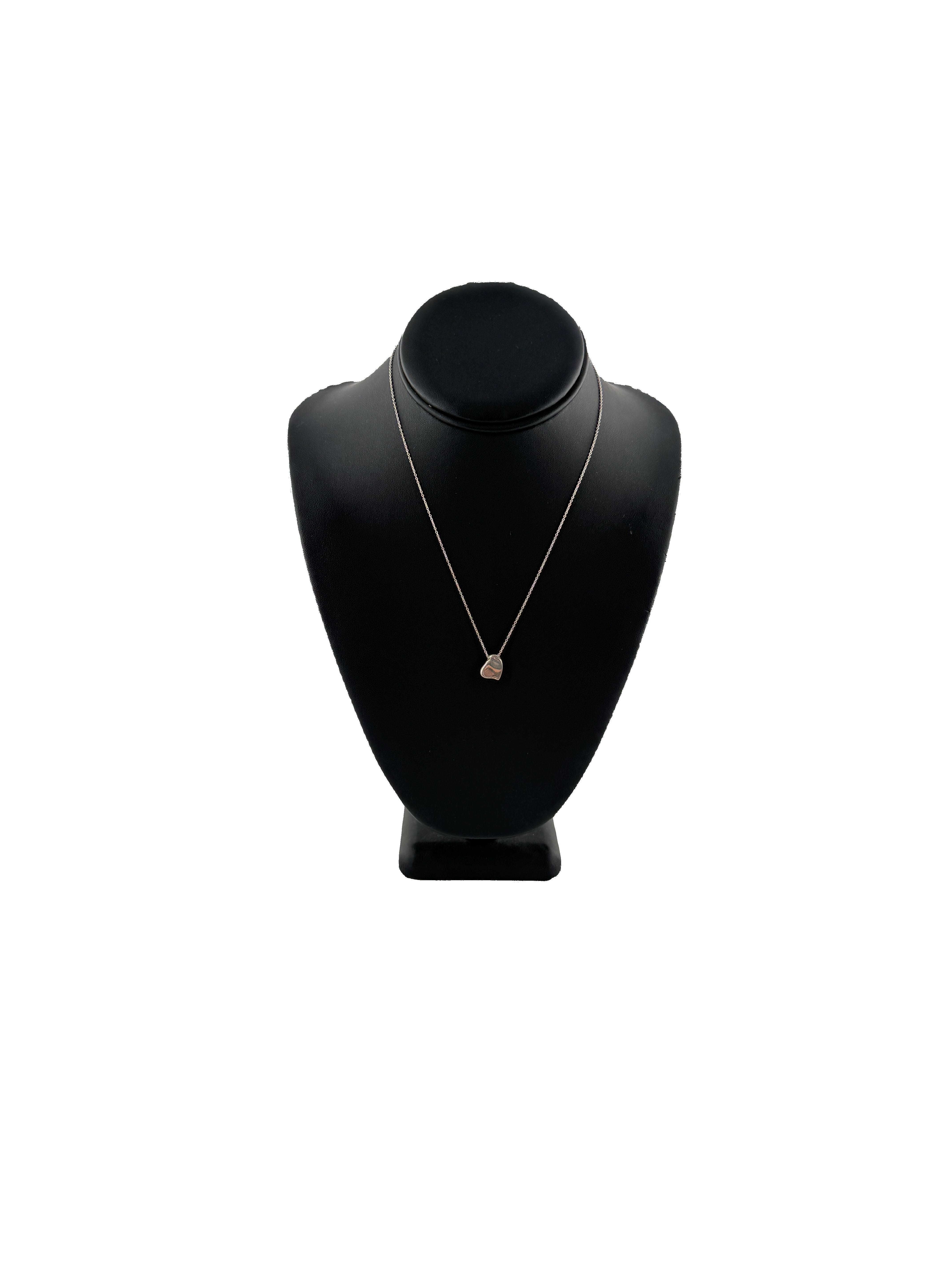 Tiffany & Co Elsa Peretti sterling silver carved heart necklace