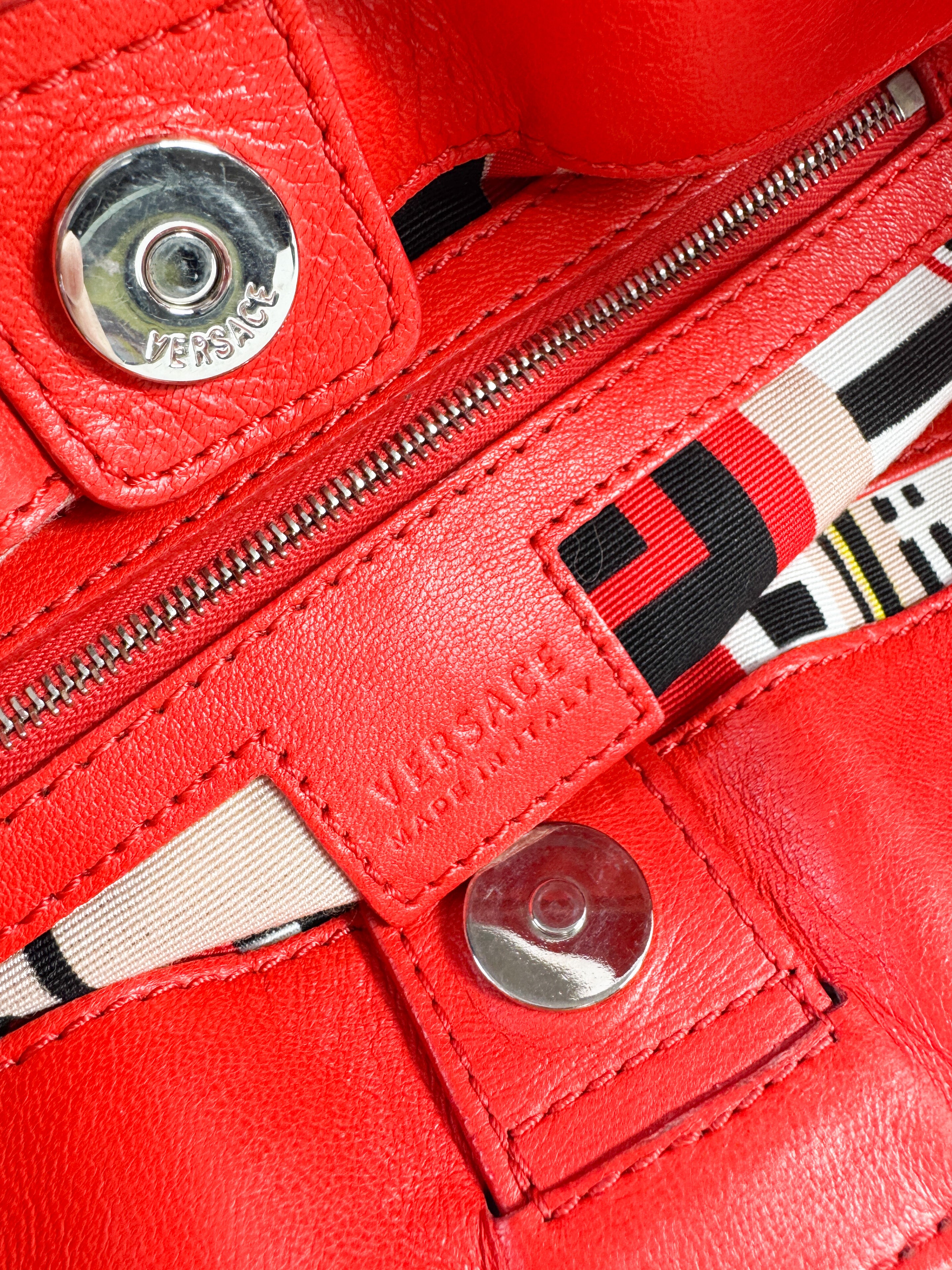 Versace red leather shoulder bag