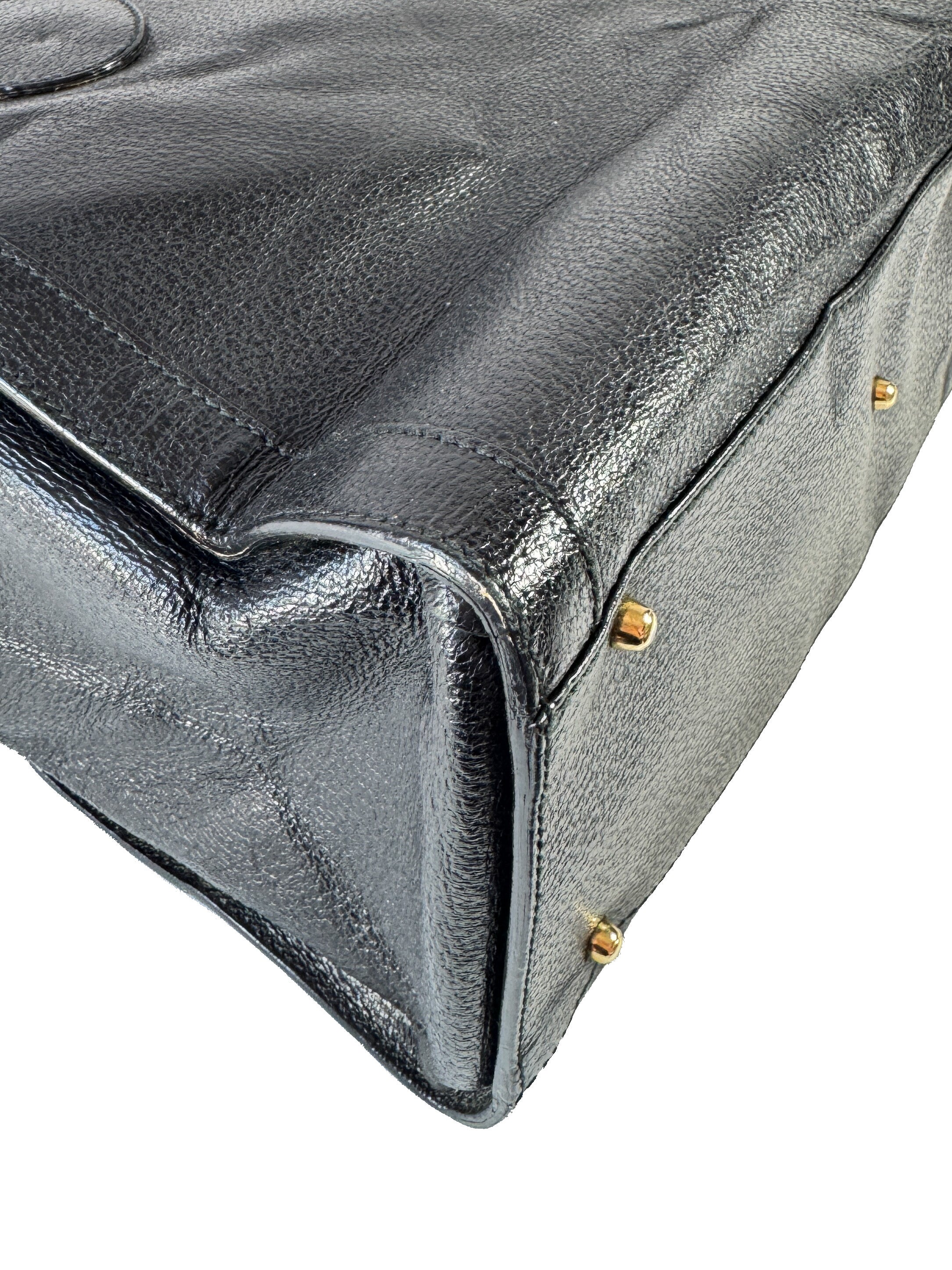 Gucci black leather vintage Diana bamboo tote 002-1186-0260 *as is*