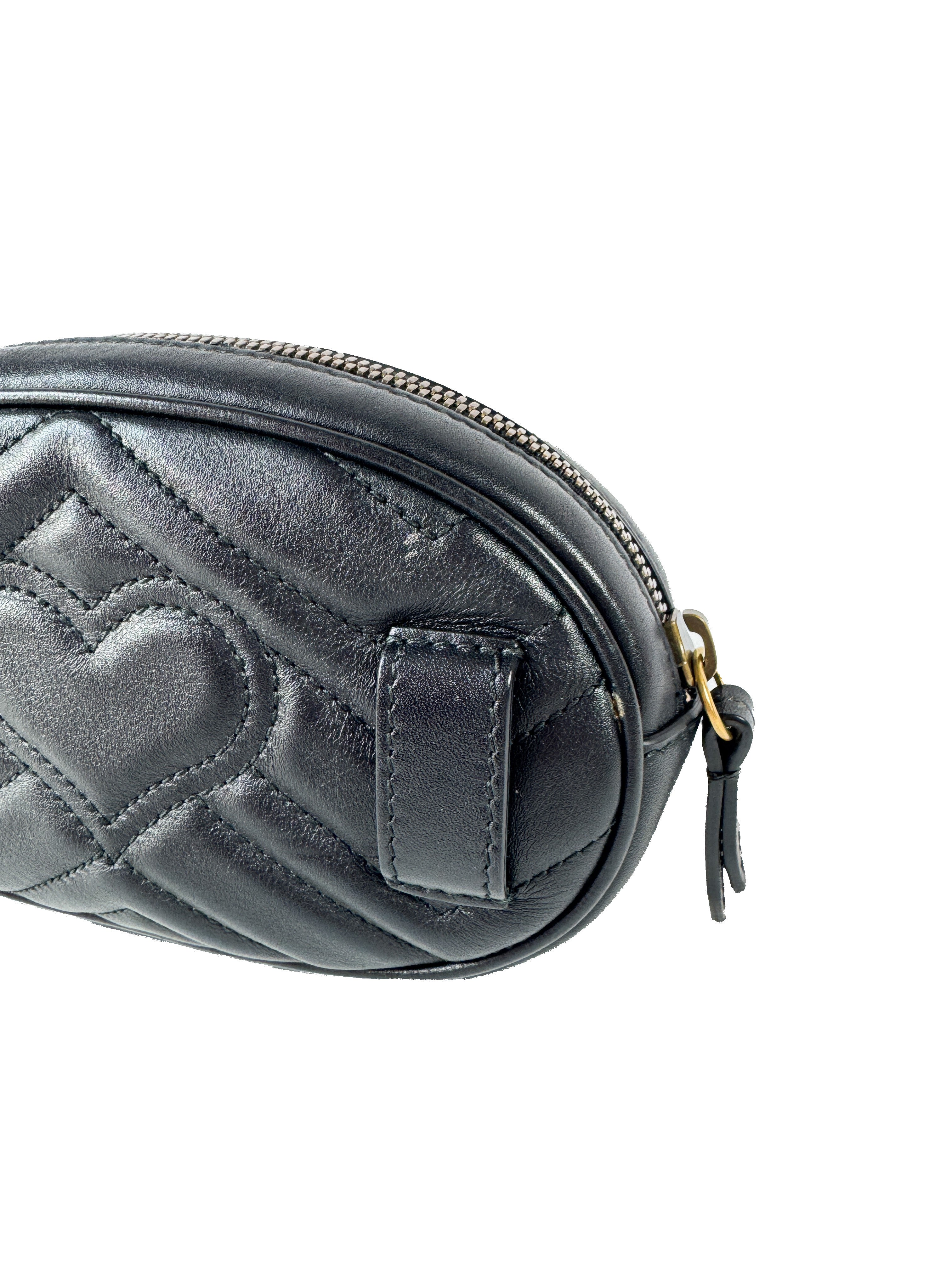 Gucci Calfskin Matelasse GG Marmont Belt Bag 85 34 Black 476434 493075