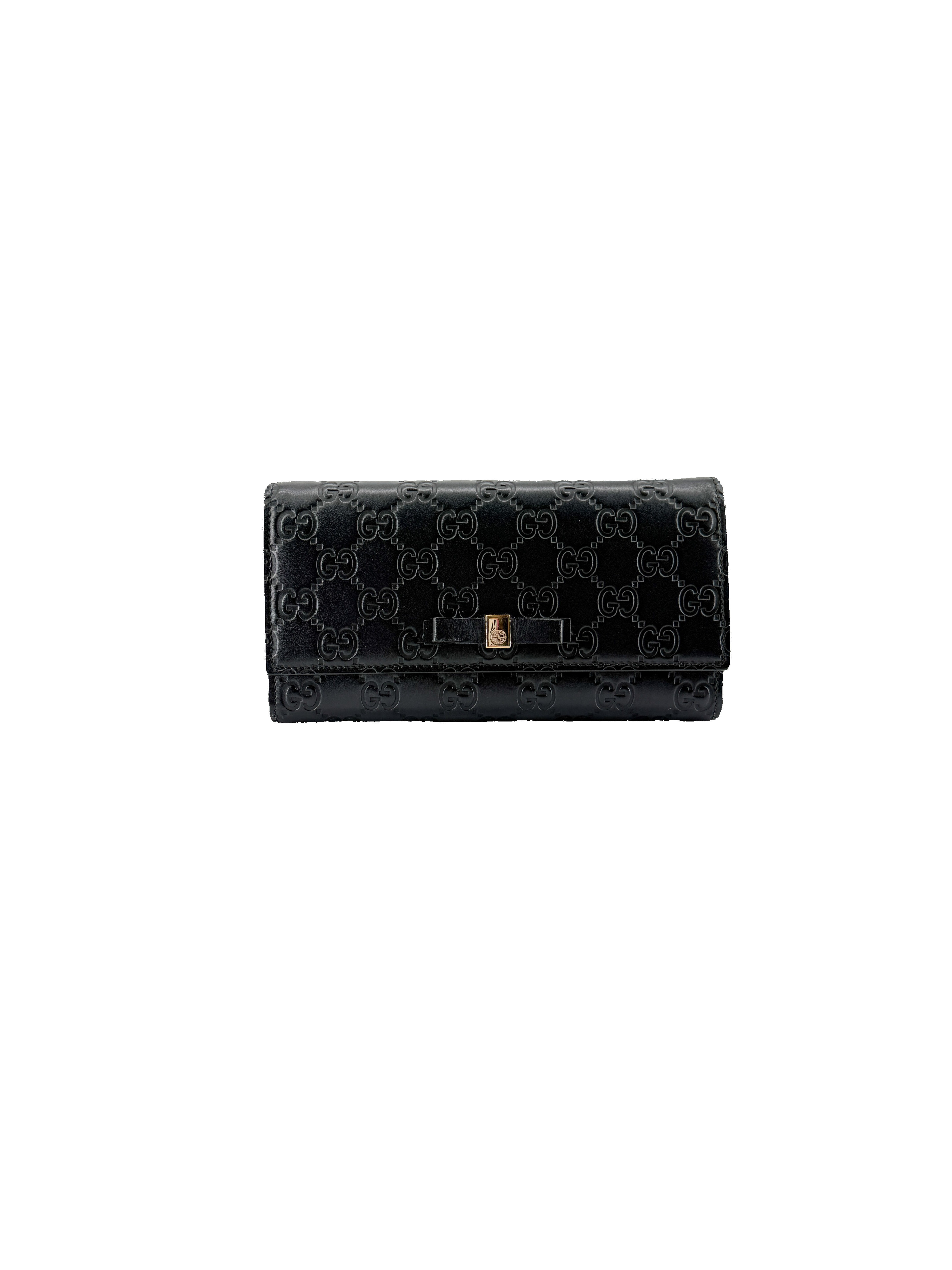 Gucci black Guccissima bow wallet 388679-2149