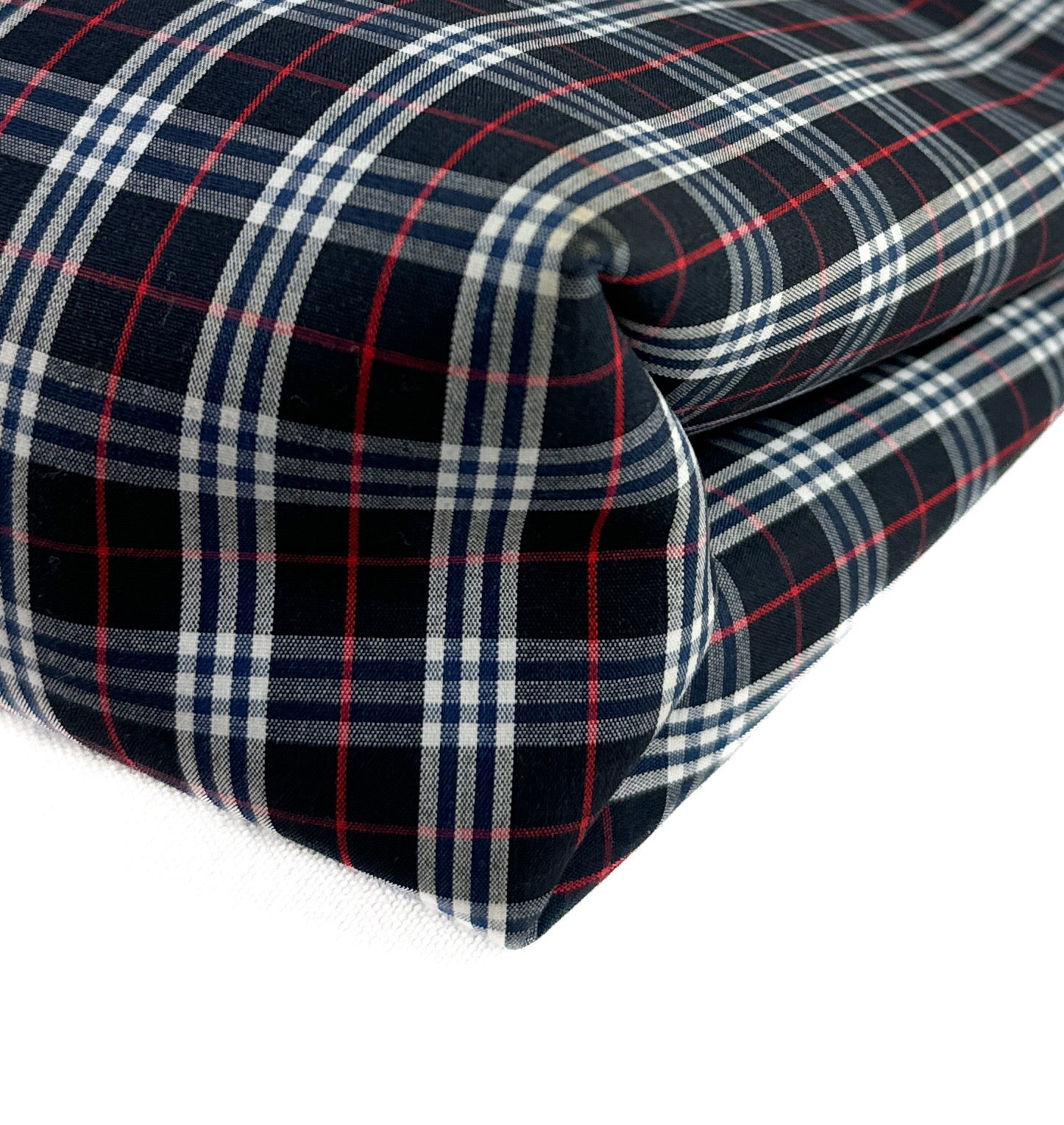 Burberry navy, white, red plaid canvas tote