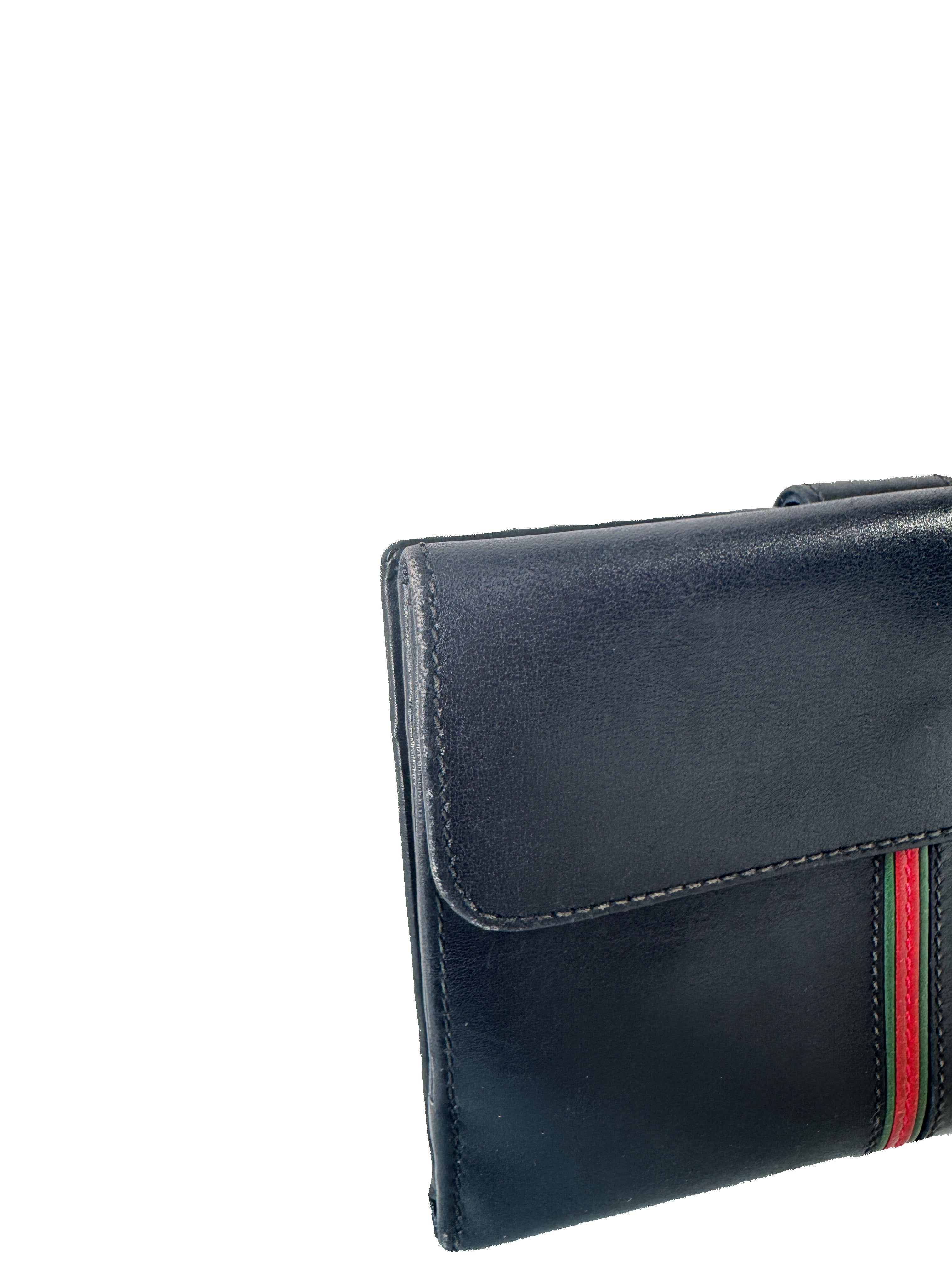 Gucci black sherry line vintage leather wallet 035-904-0161