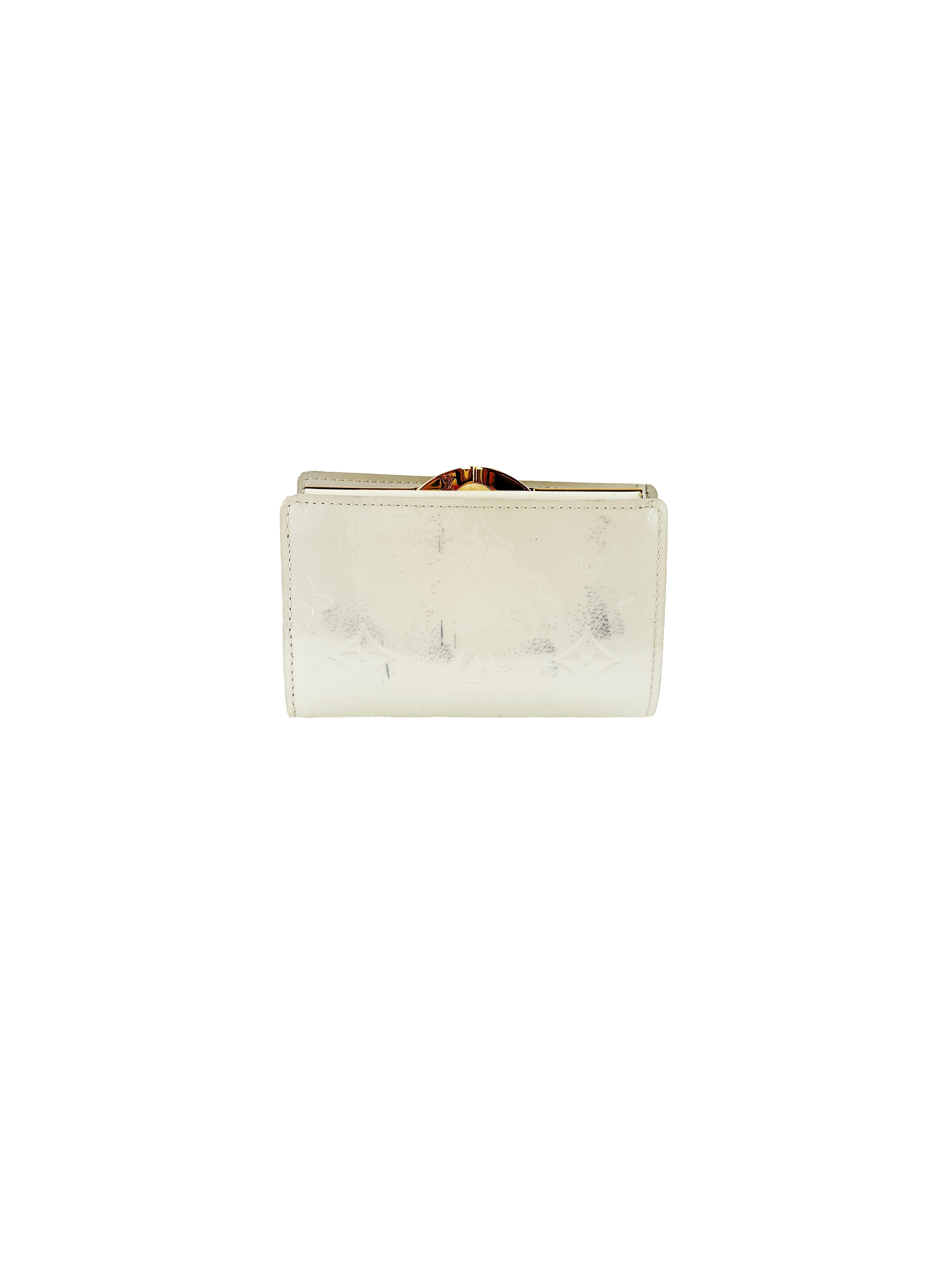 Louis Vuitton white vernis French purse wallet MI3077