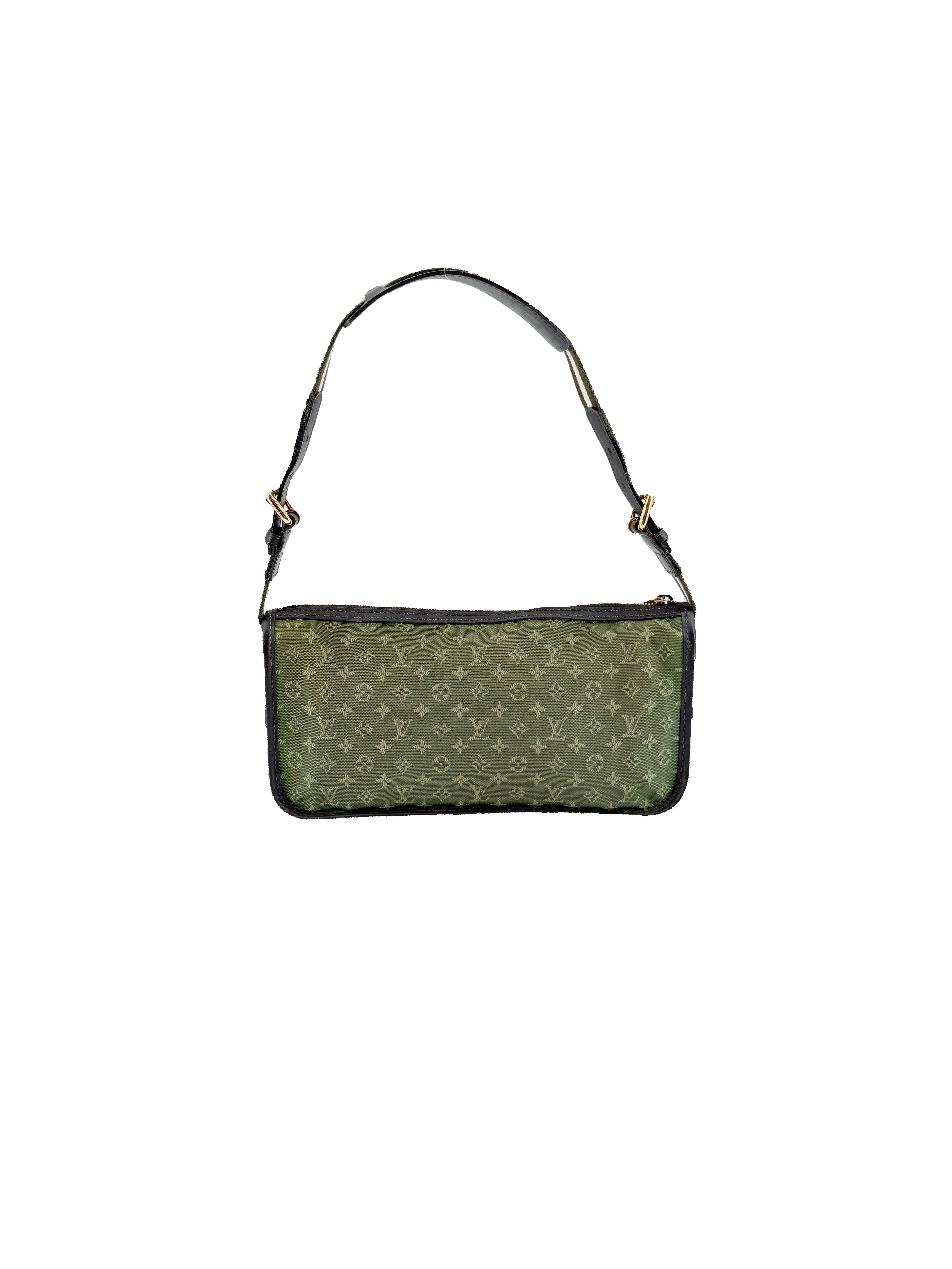 Louis Vuitton green mini lin Pochette Kathleen TH0054