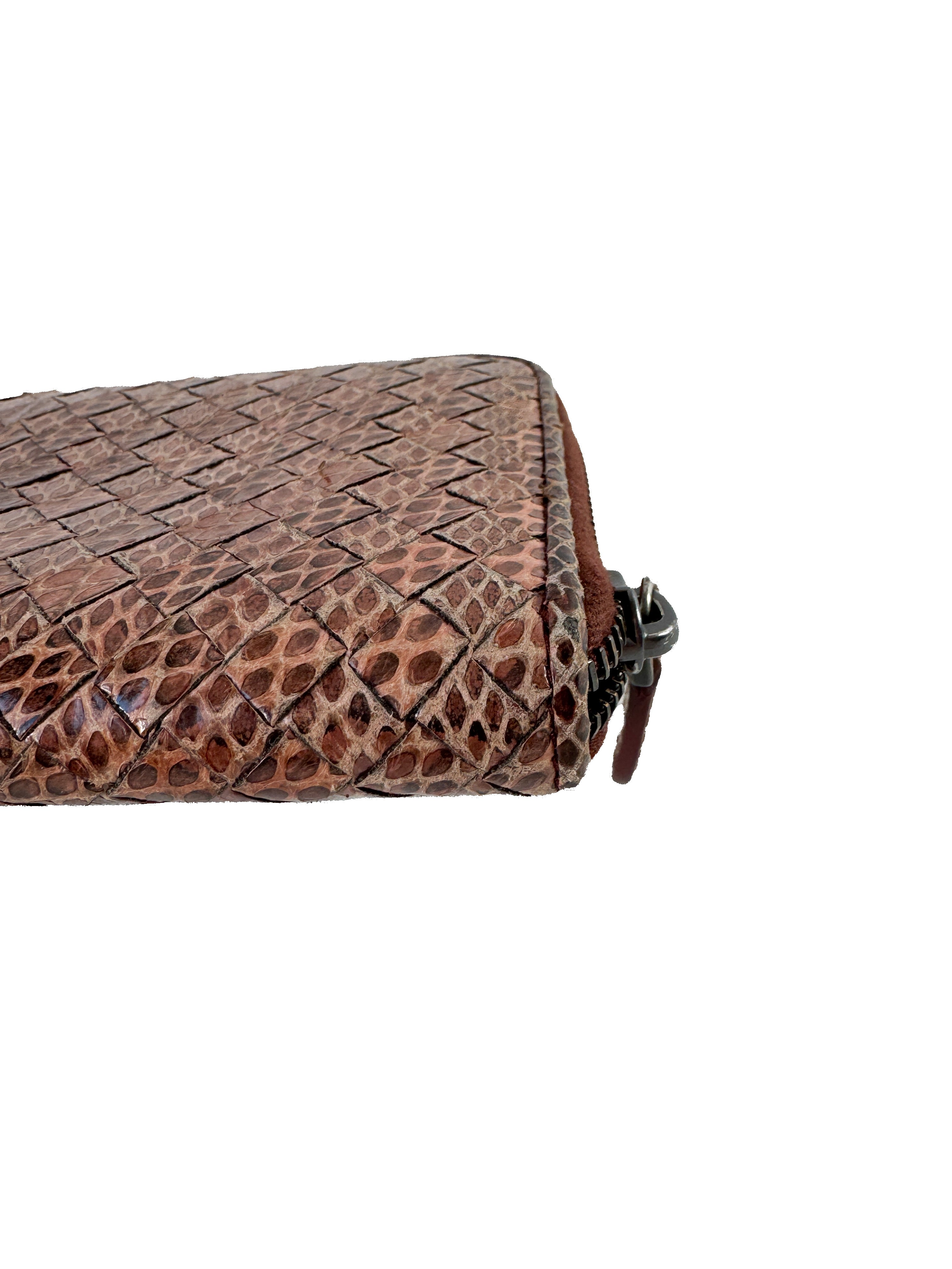 Bottega Veneta burgundy Intrecciato woven zip around wallet **as is**