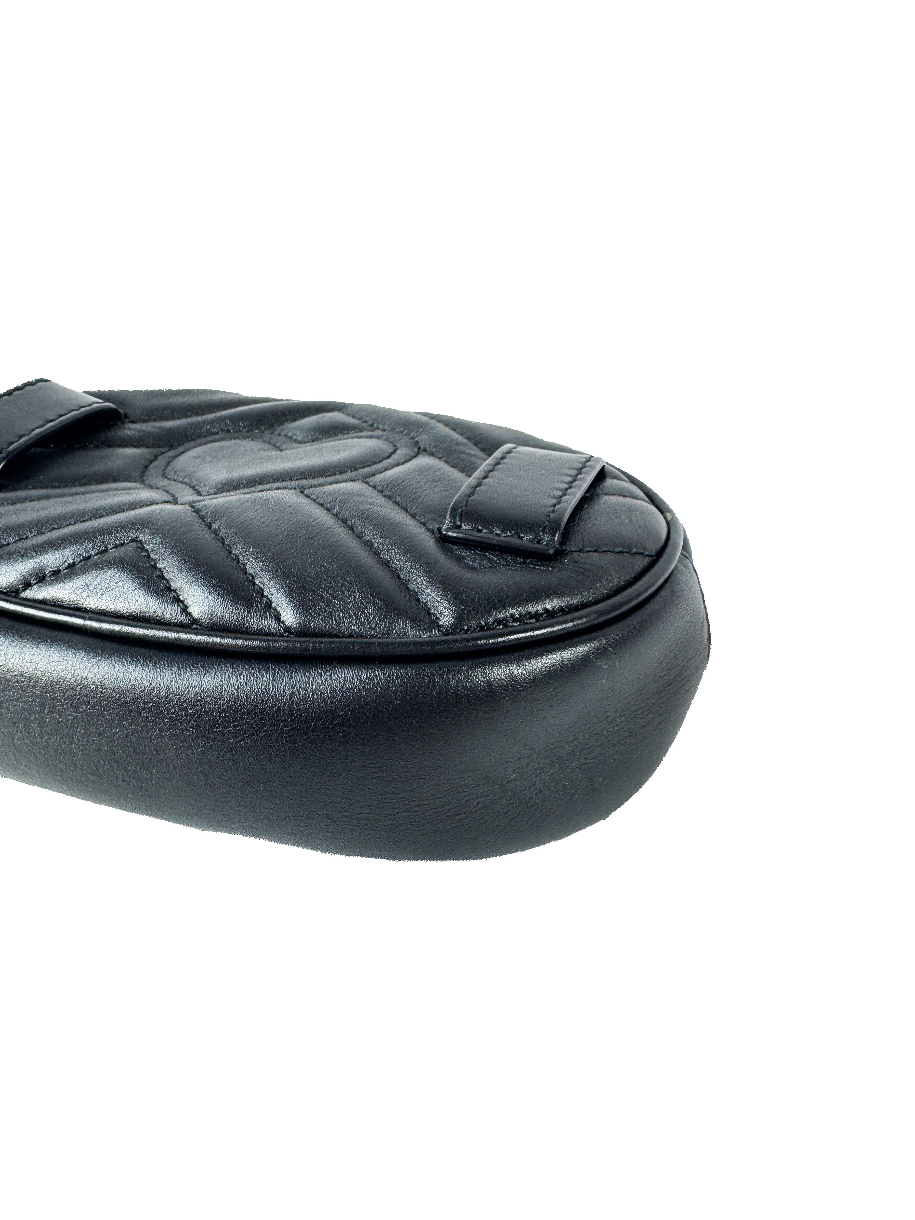 Gucci Calfskin Matelasse GG Marmont Belt Bag 85 34 Black 476434 493075