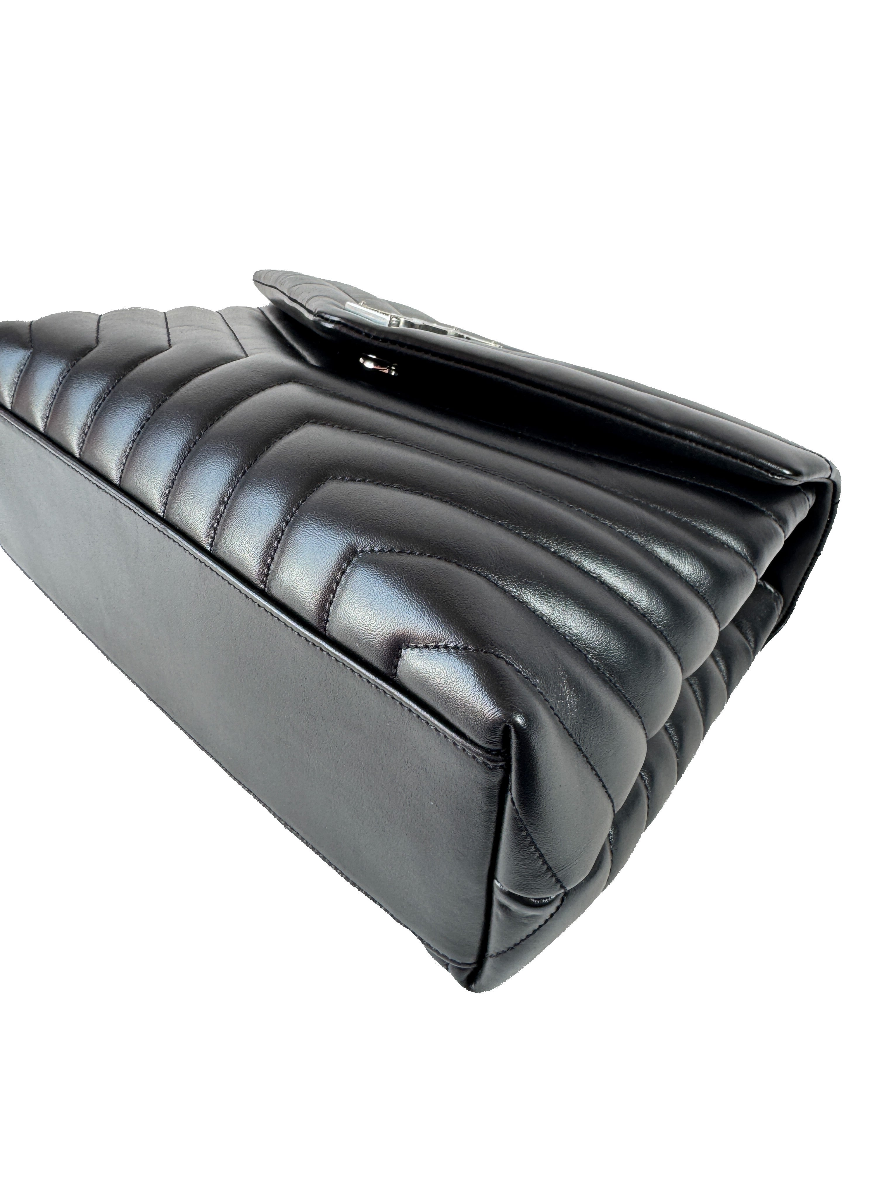 Saint Laurent Medium LouLou Black Matelasse Shoulder Bag AIM374946-0721