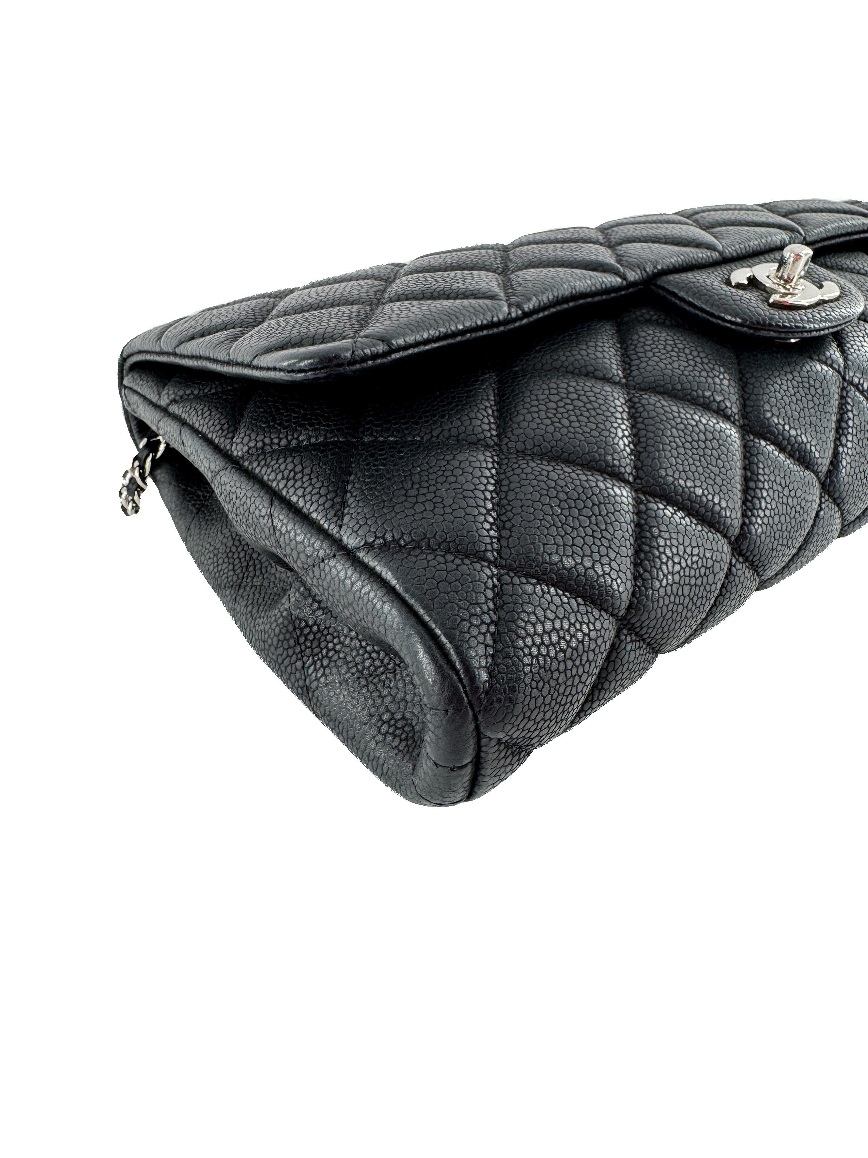 Chanel black caviar leather flap clutch w/chain 15951449