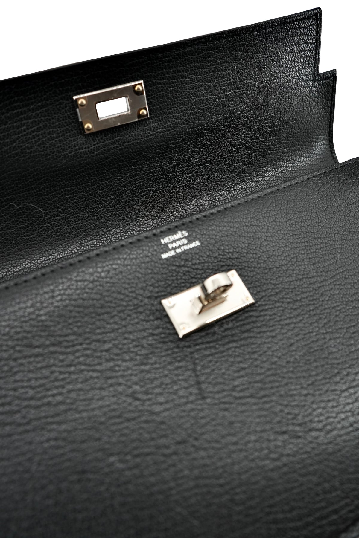 Hermès black Chevre Leather Kelly Pocket Madame Long Wallet