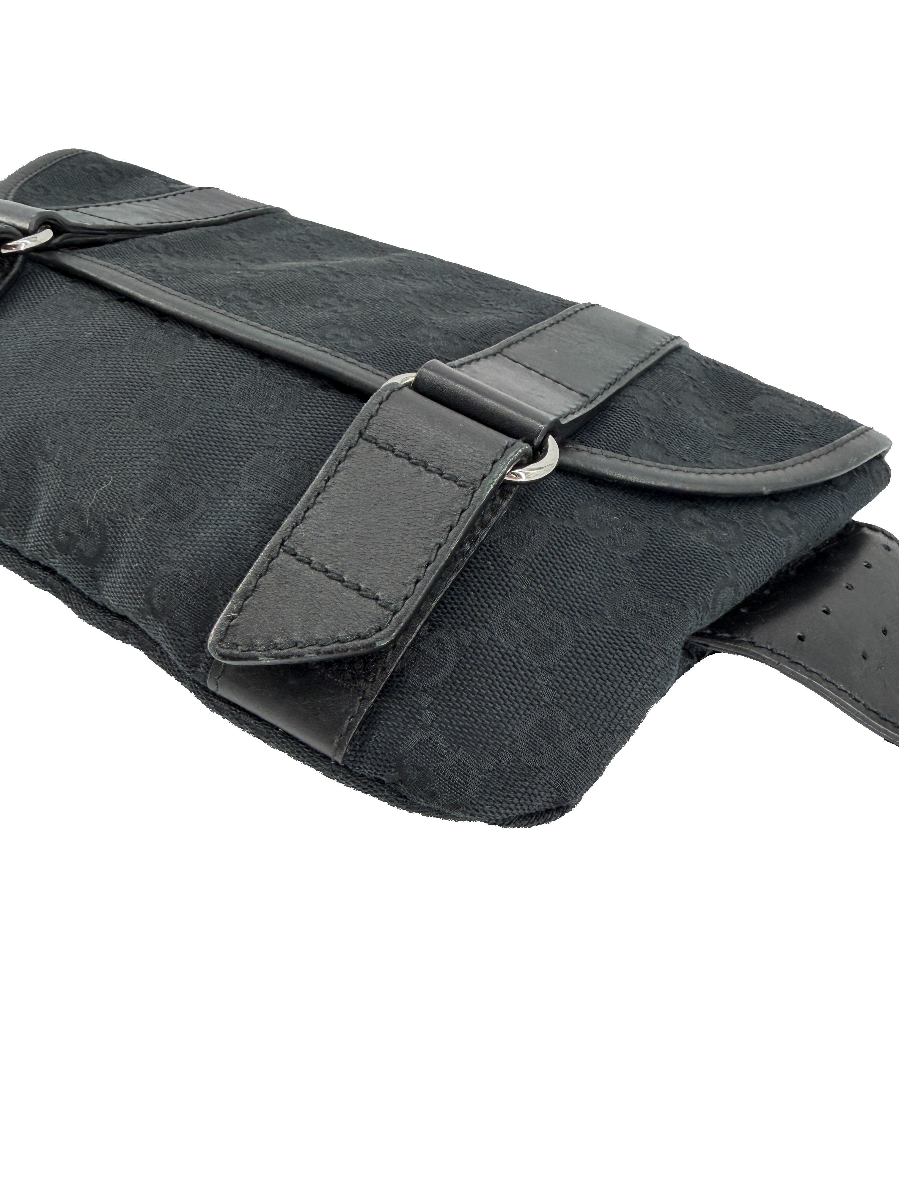 Gucci black perforated belt bag 145851 492695