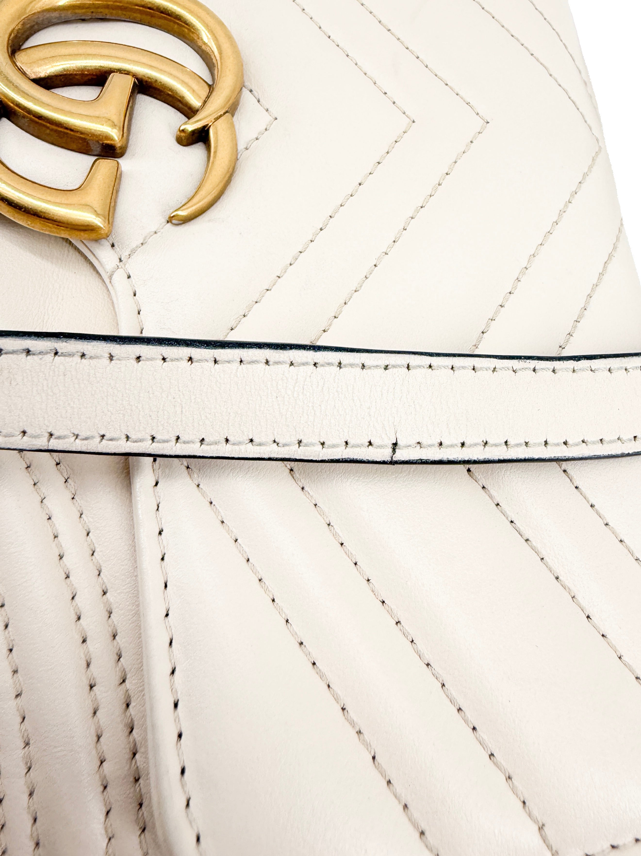 Gucci off white Marmont small top handle bag 498110-204991