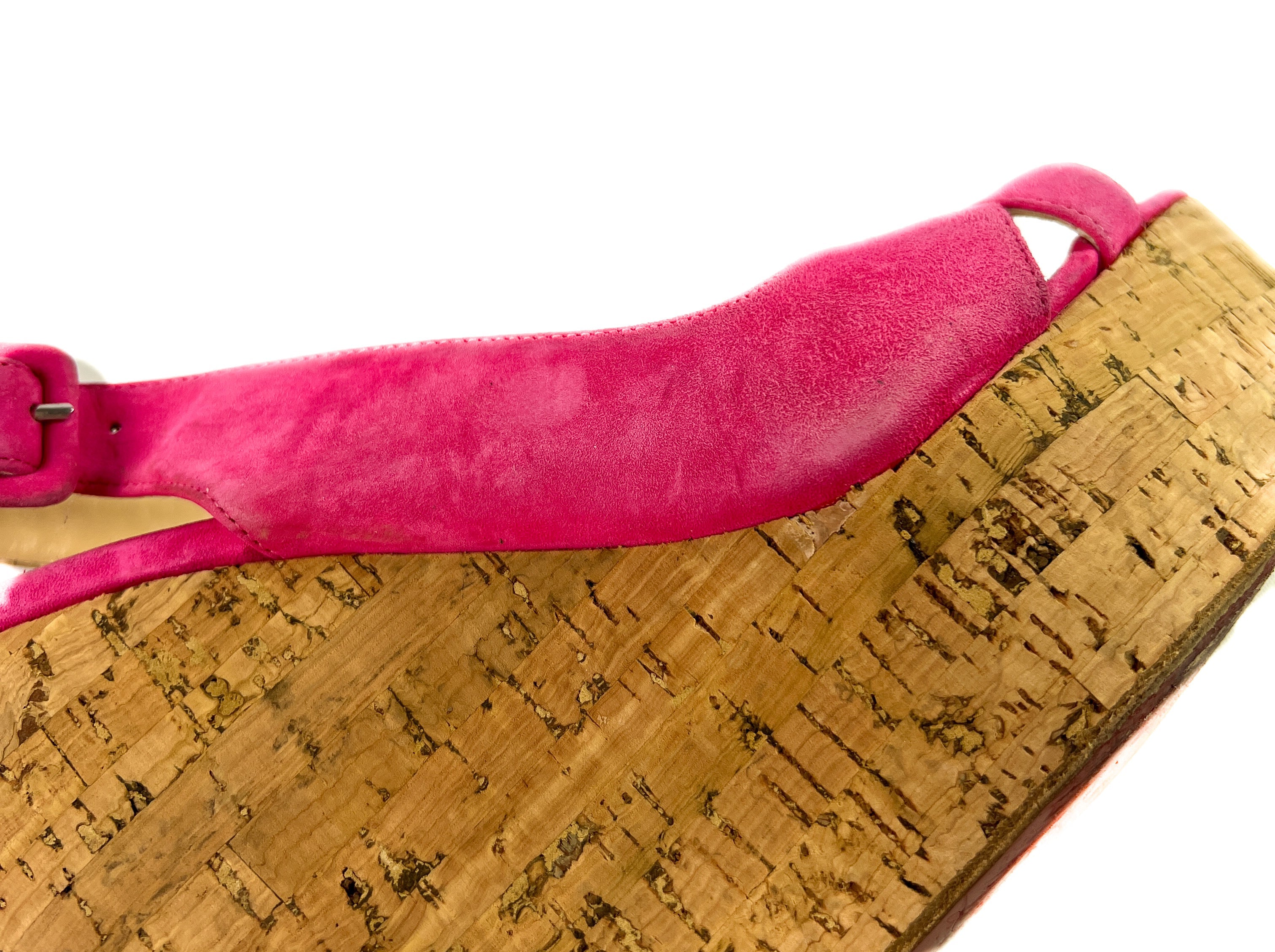 Christian Louboutin hot pink suede wedges size 38