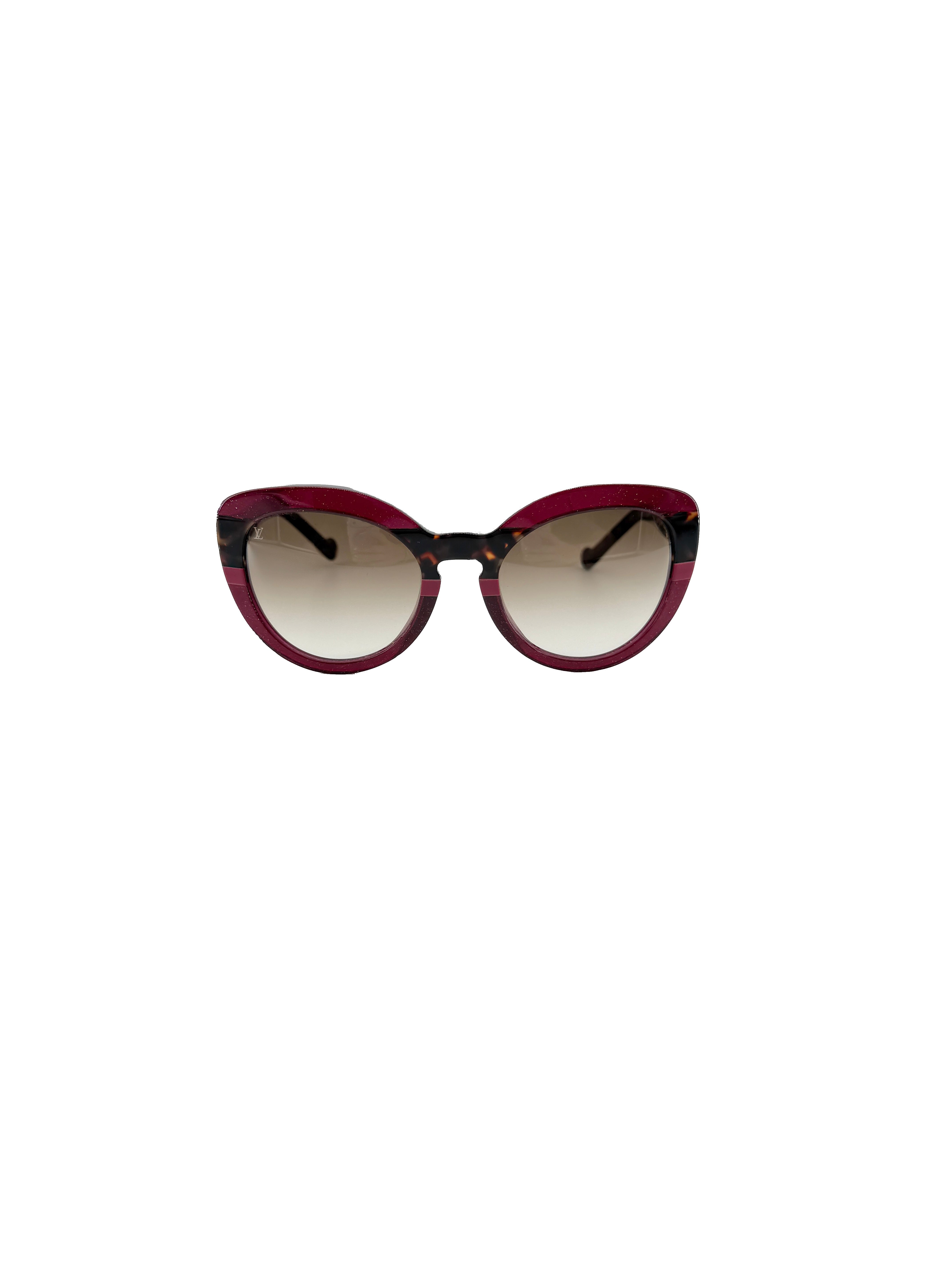 Louis Vuitton pink tortoise glitter sunglasses Z0785E