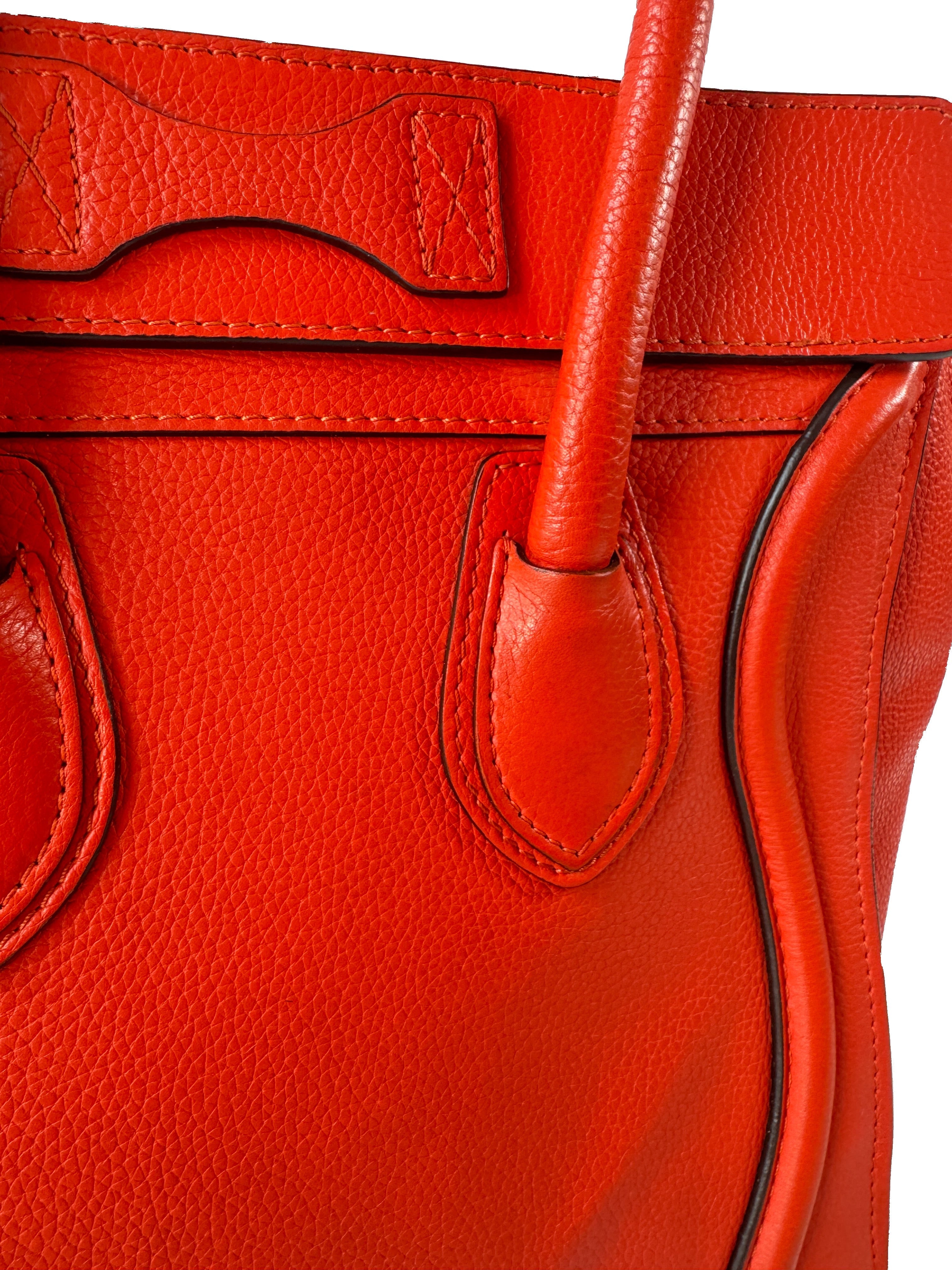 Celine red/orange micro luggage tote F-CE-0153