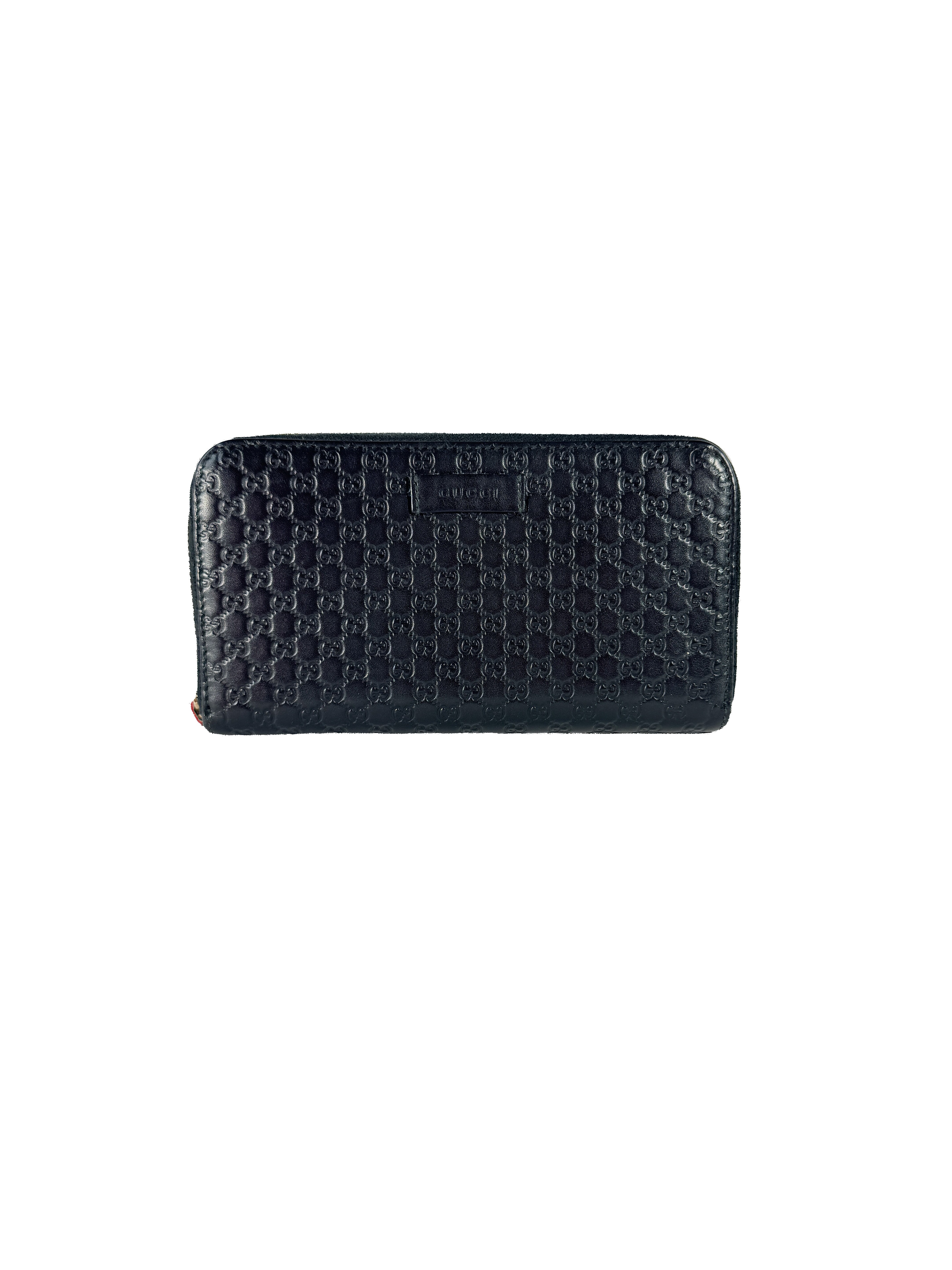 Gucci black leather GG zip around wallet 449391-2149