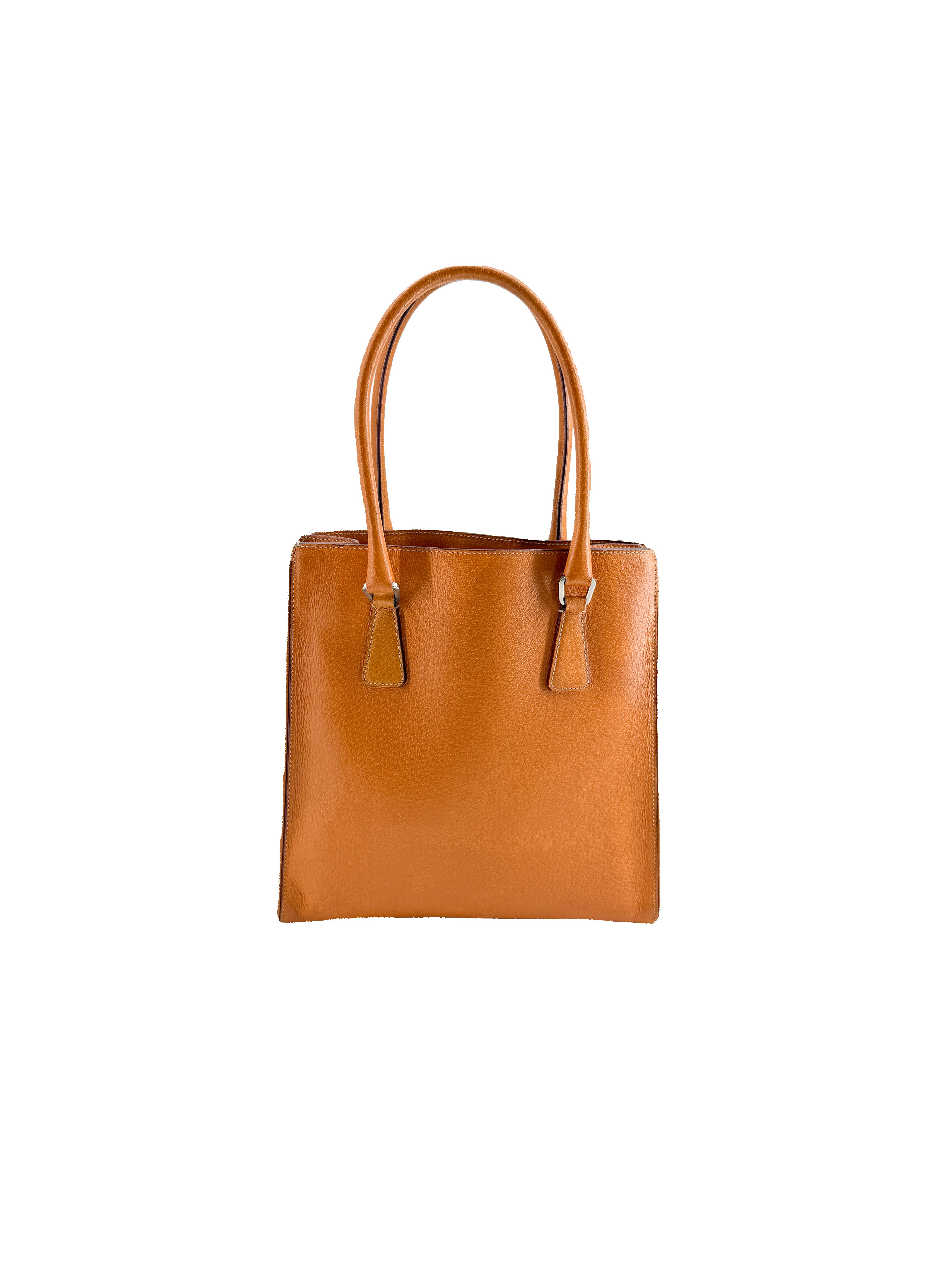 Prada orange leather mini tote