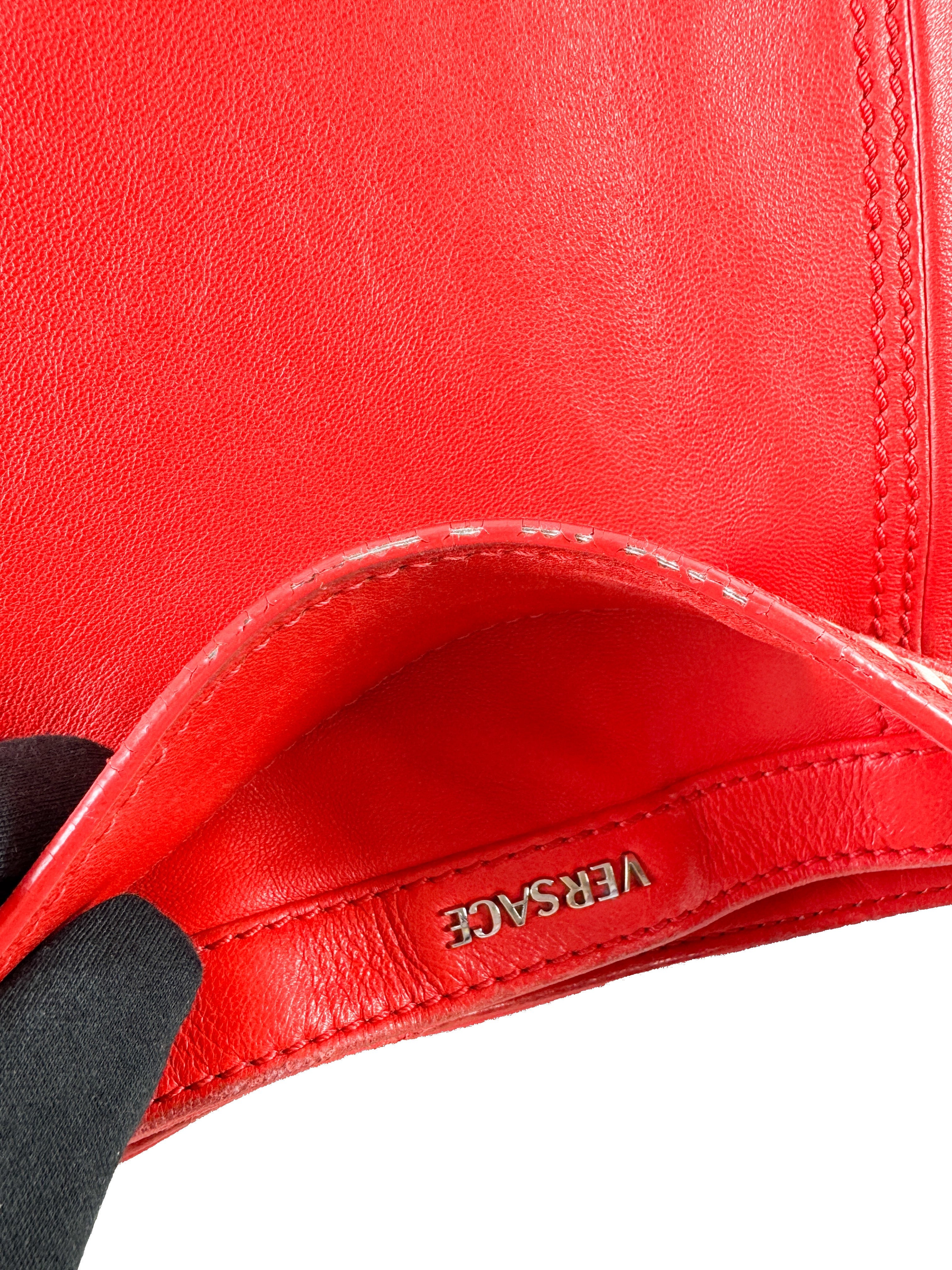 Versace red leather shoulder bag