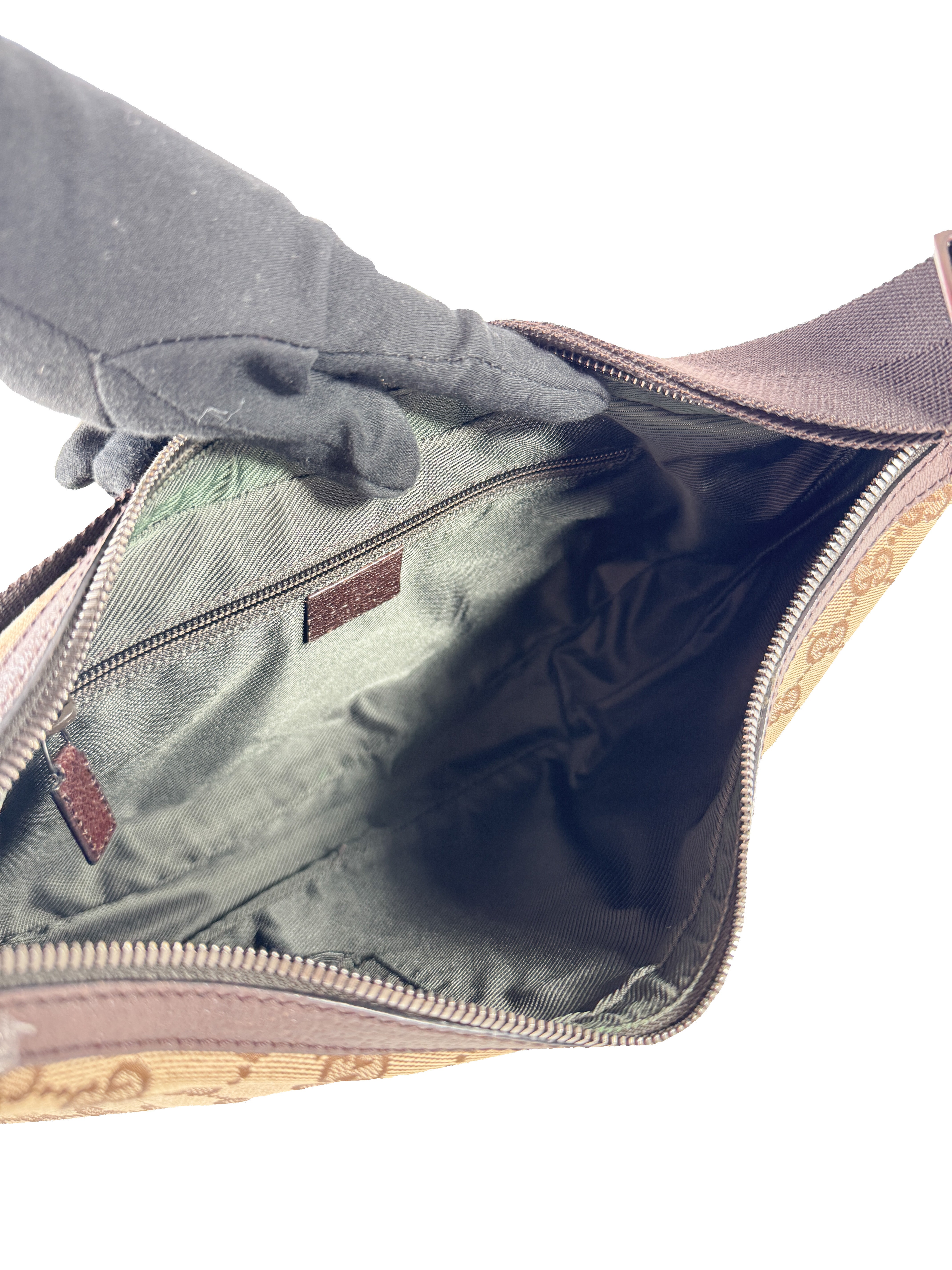 Gucci brown GG half moon canvas bag 122790001998