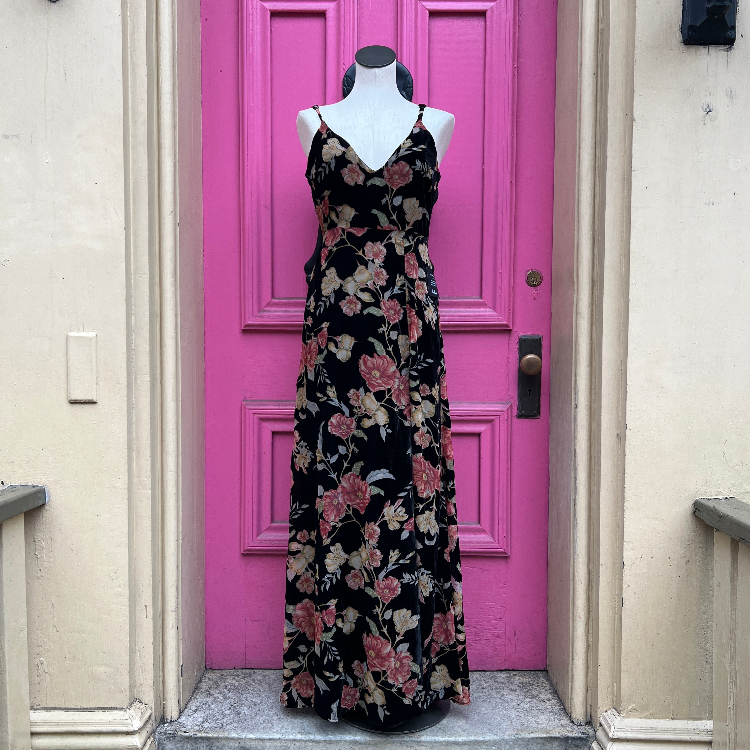 Lulus black multicolor velour tank dress size M NWT