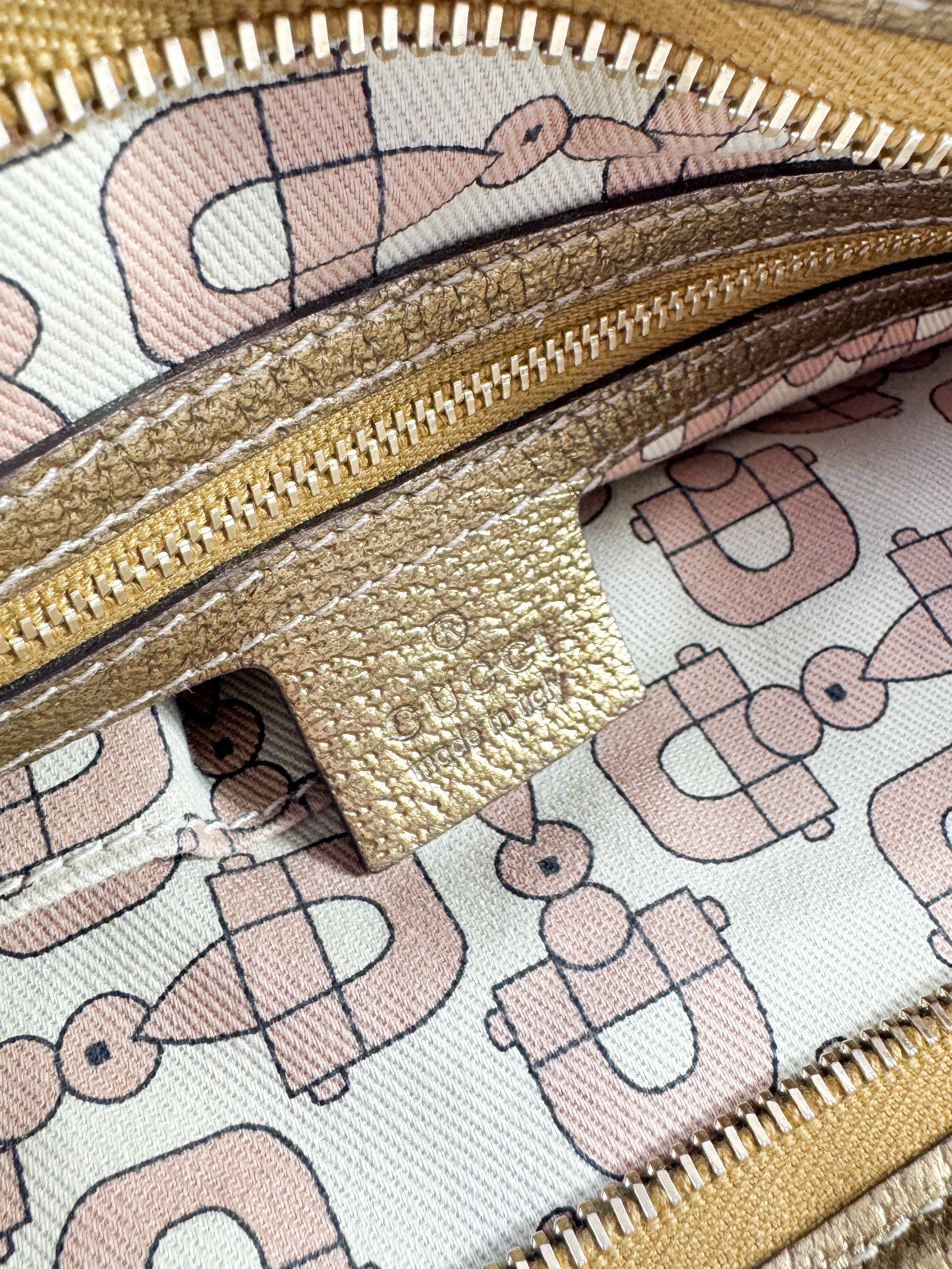 Gucci brown/gold/pink GG Jolicoeur messenger bag 203998